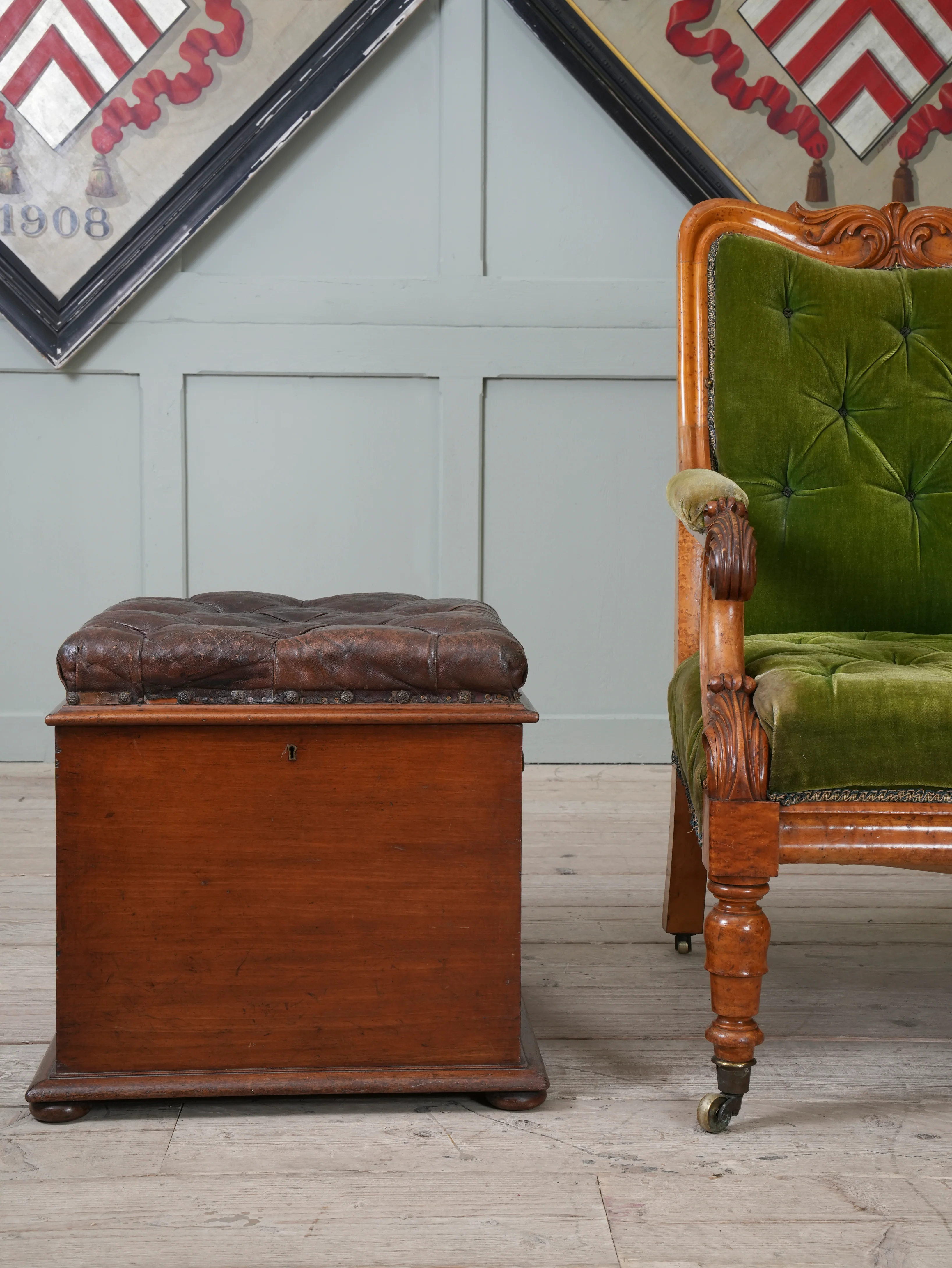 A 19th Century Buttoned Leather Box Ottoman - Image 2