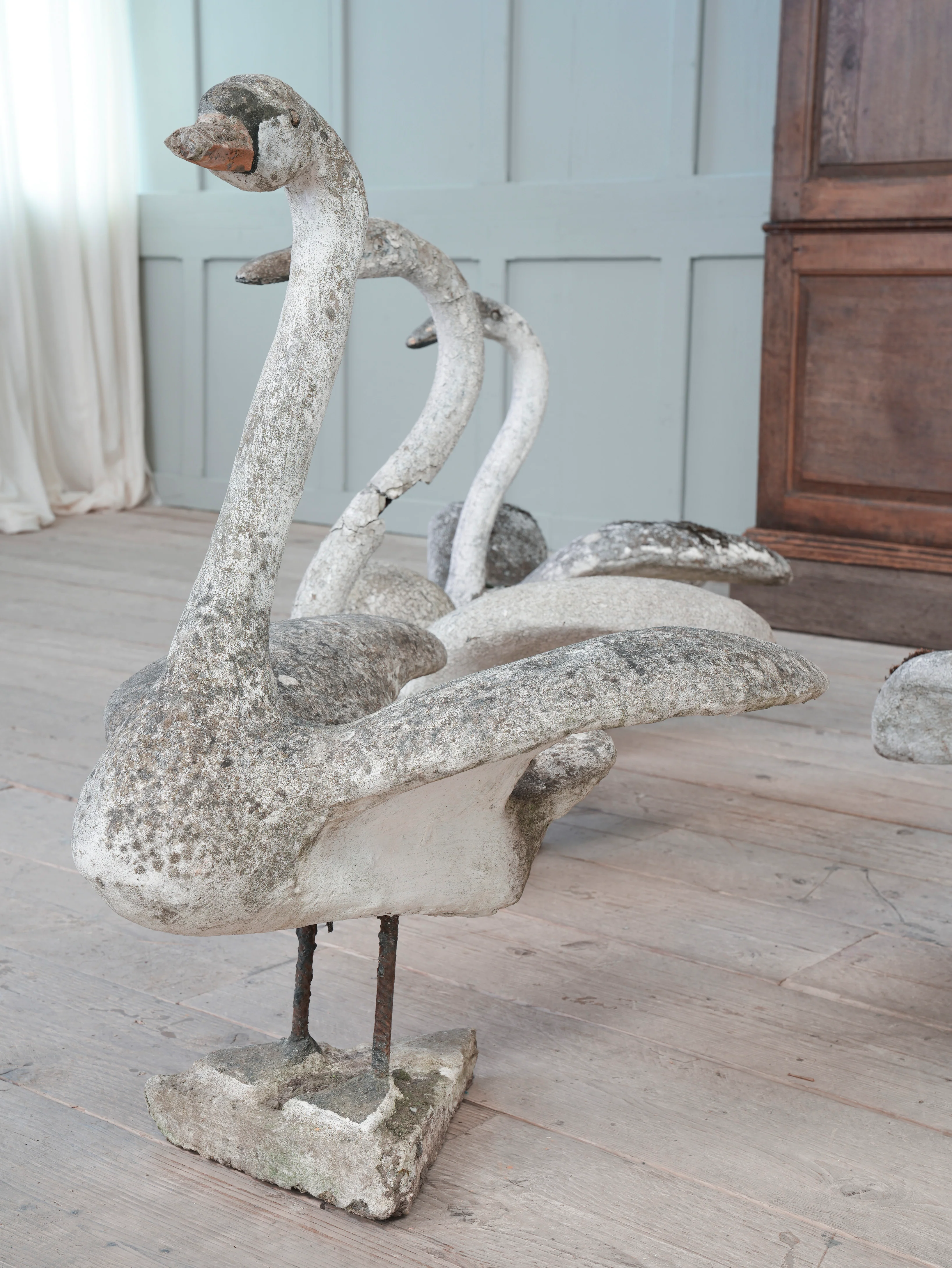 A Bevy of Composition Stone Swans - Image 8