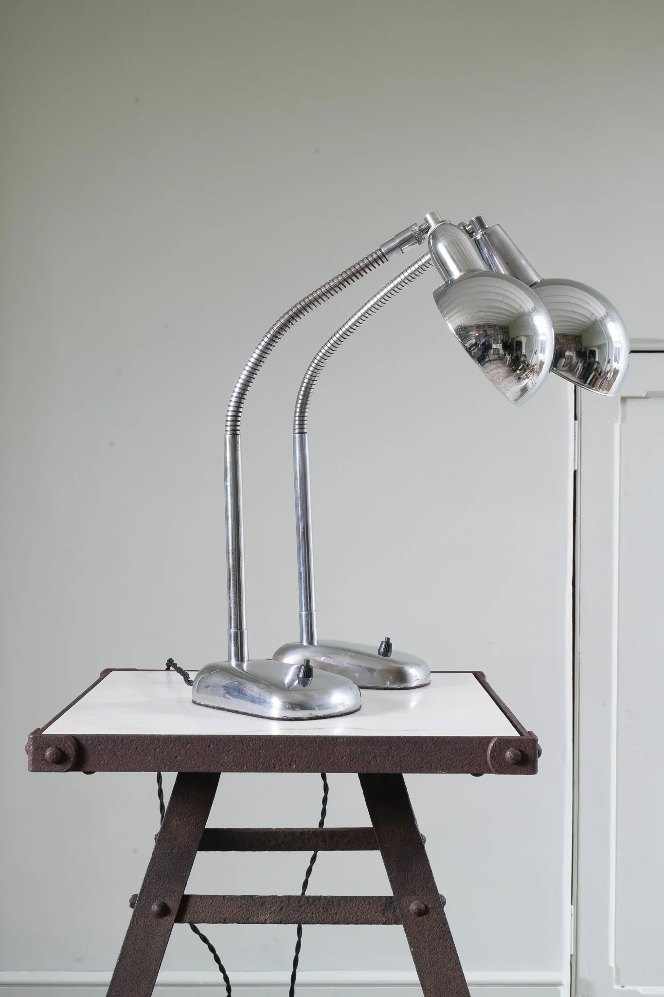 A Pair Chrome Desk Lamps