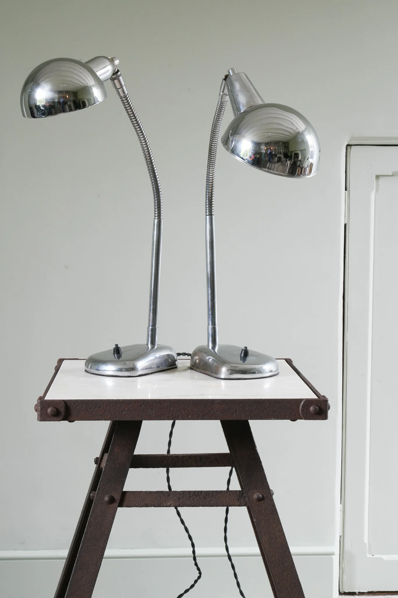 A Pair Chrome Desk Lamps - Image 4
