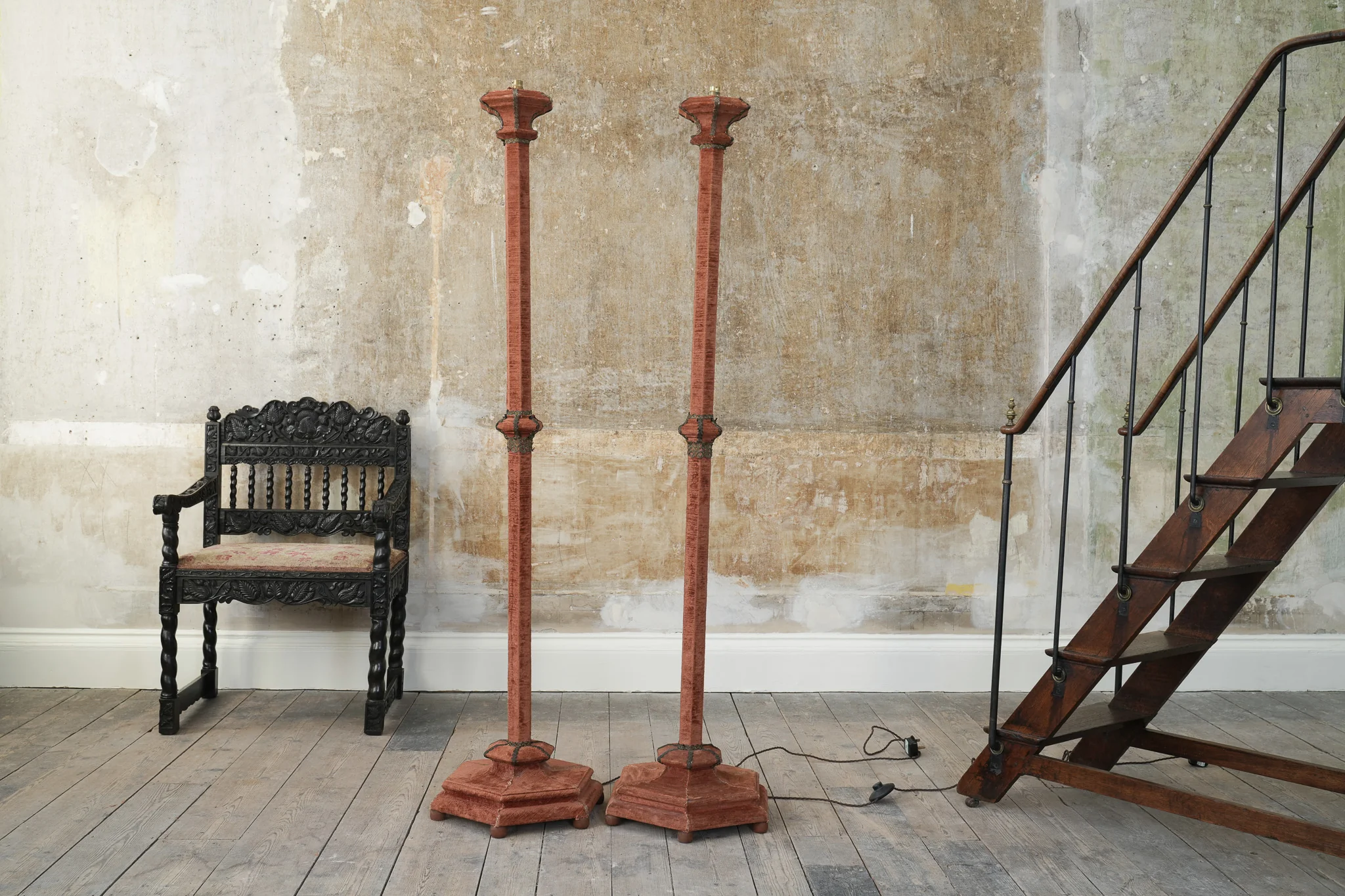 A Pair of Velvet Floor Lamps - Image 13