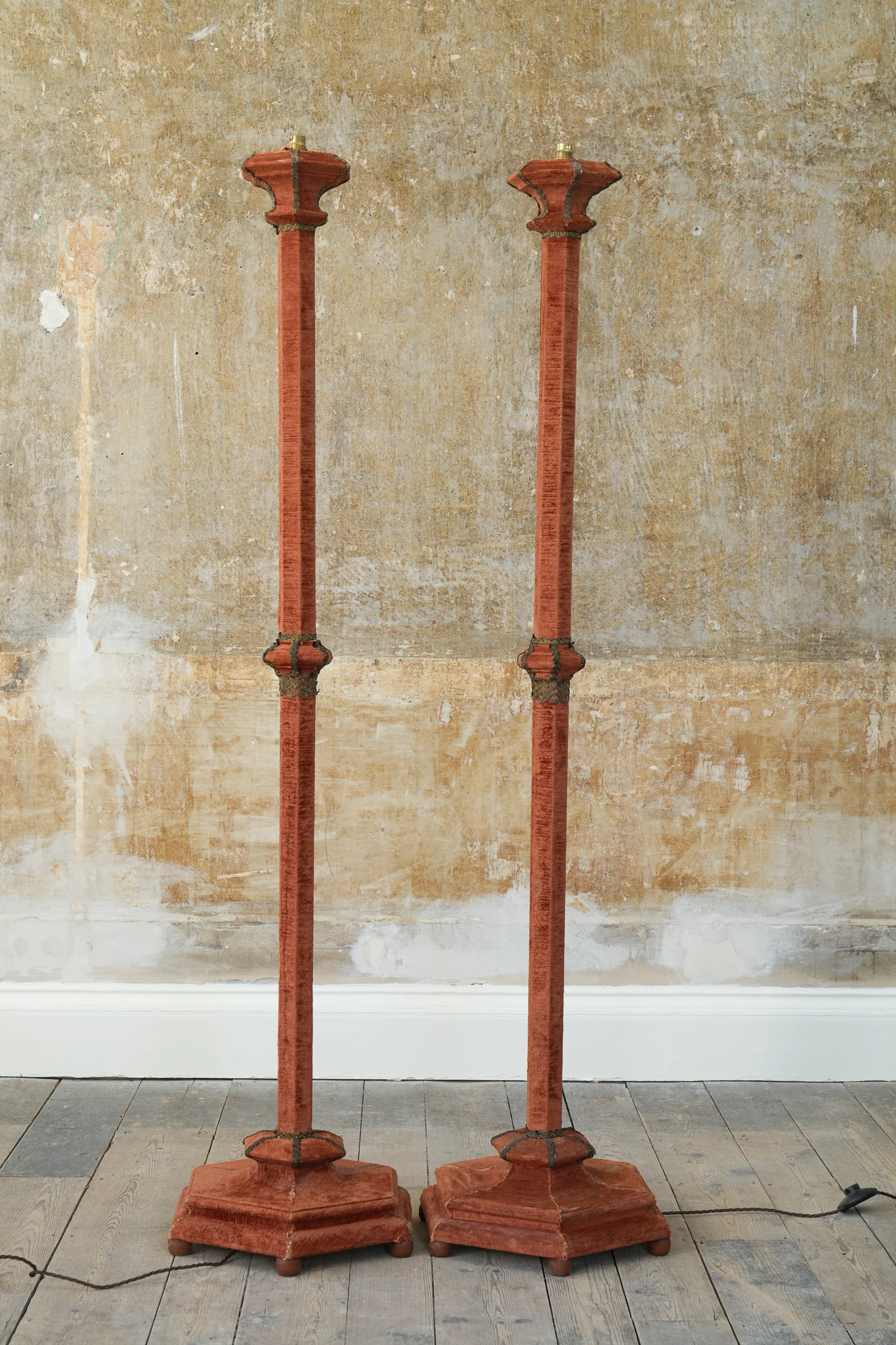 A Pair of Velvet Floor Lamps - Image 2