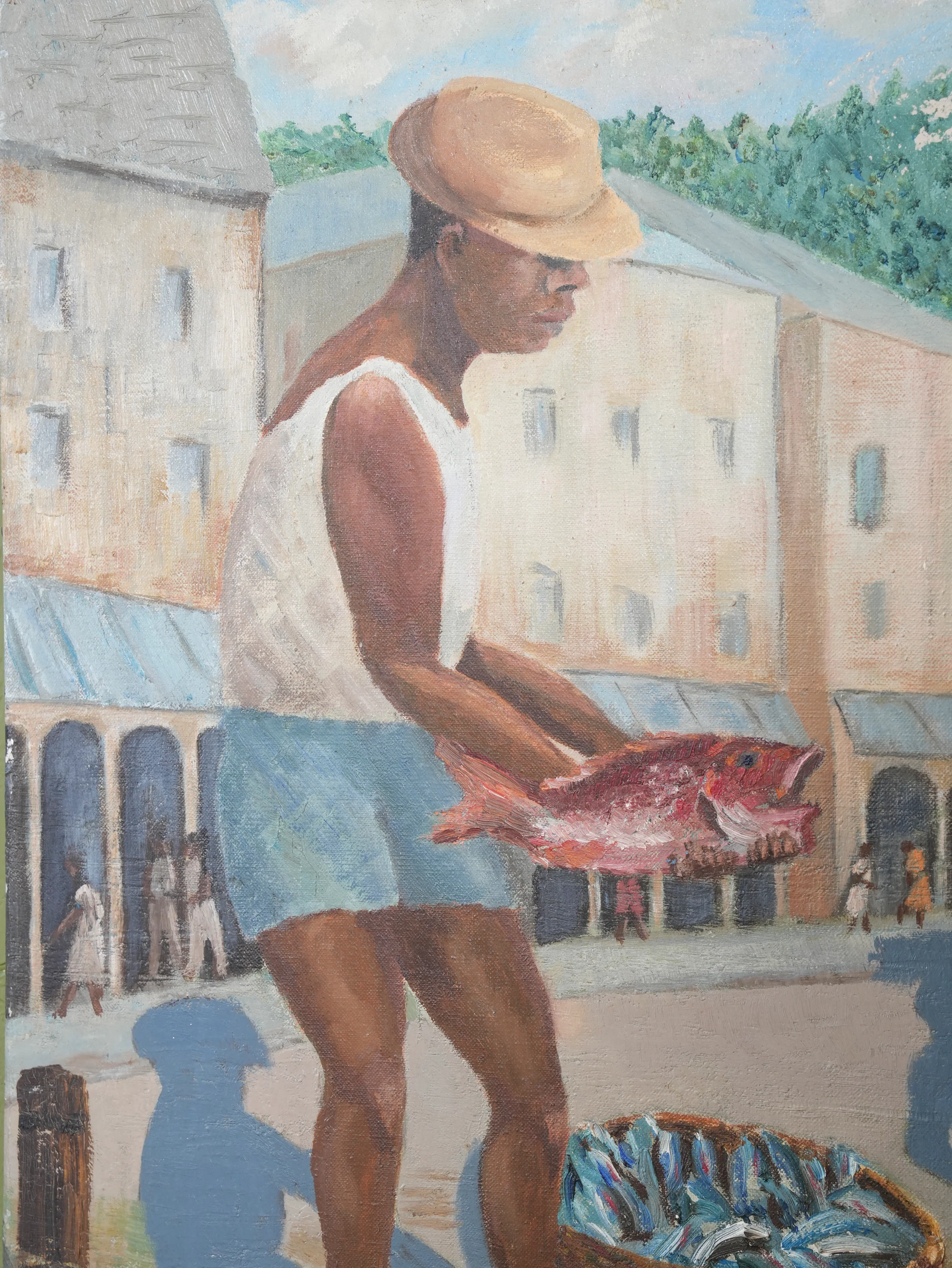 A Caribbean Harbour Oil On Canvas - Image 4