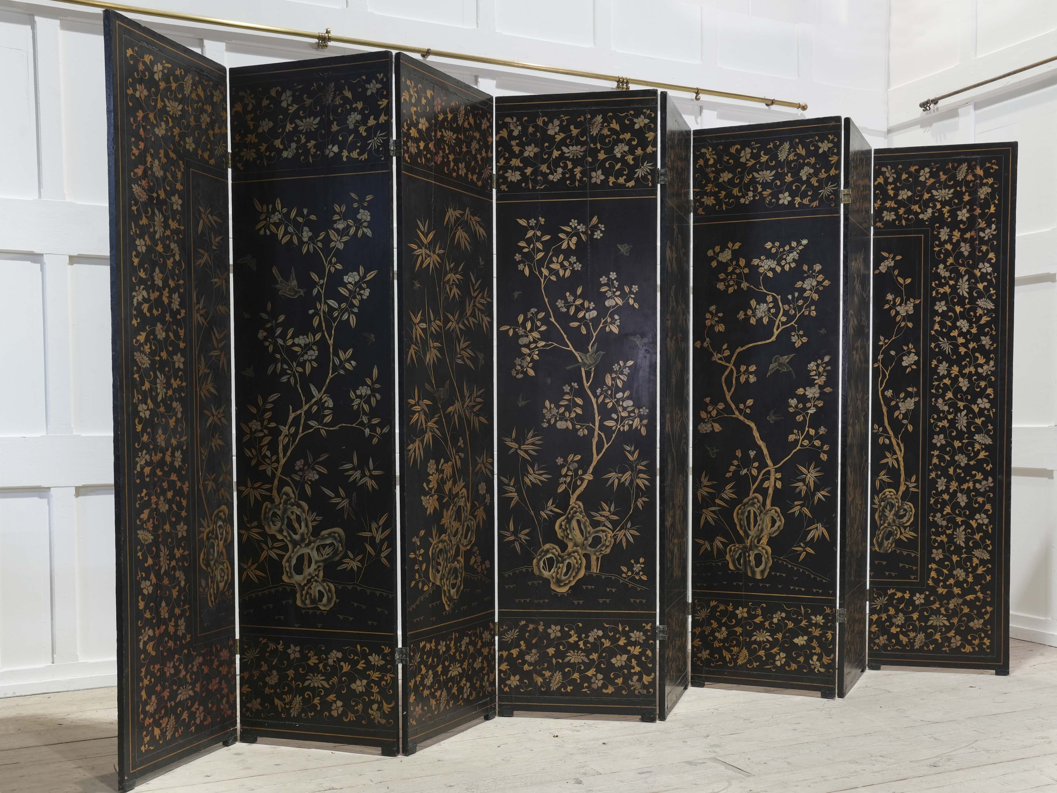 A Regency Eight-Fold Lacquered Room Screen - Image 24