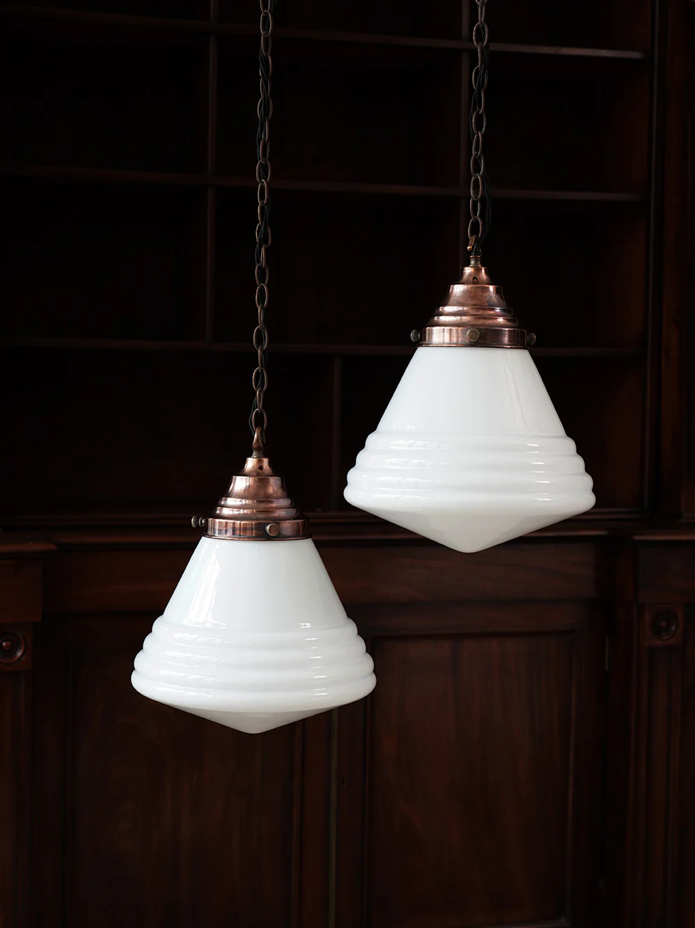 The Grace Opaline Glass Pendant Light in Patinated Copper - Image 3