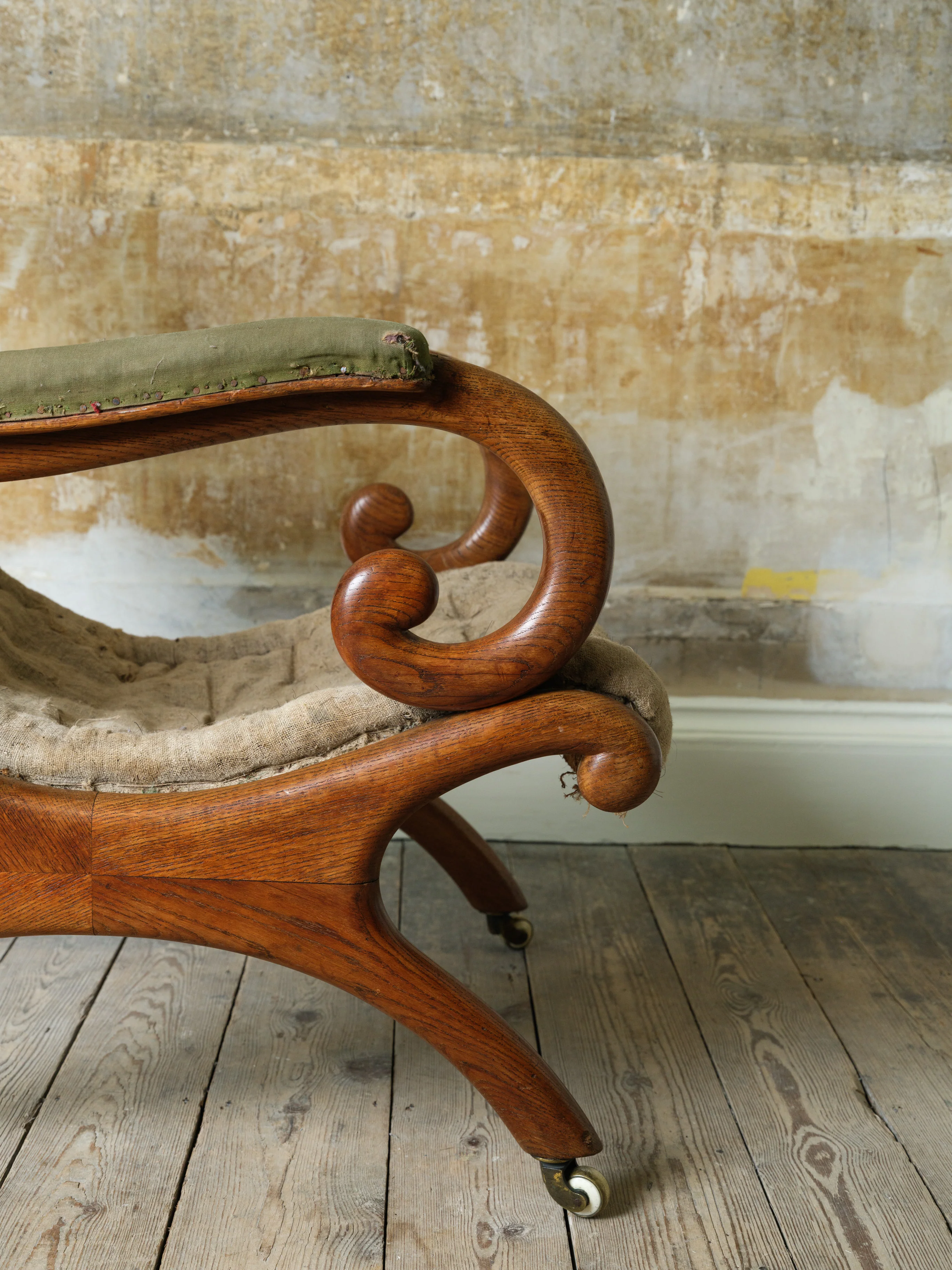 A 19th Century Upholstered Oak Armchair. - Image 2