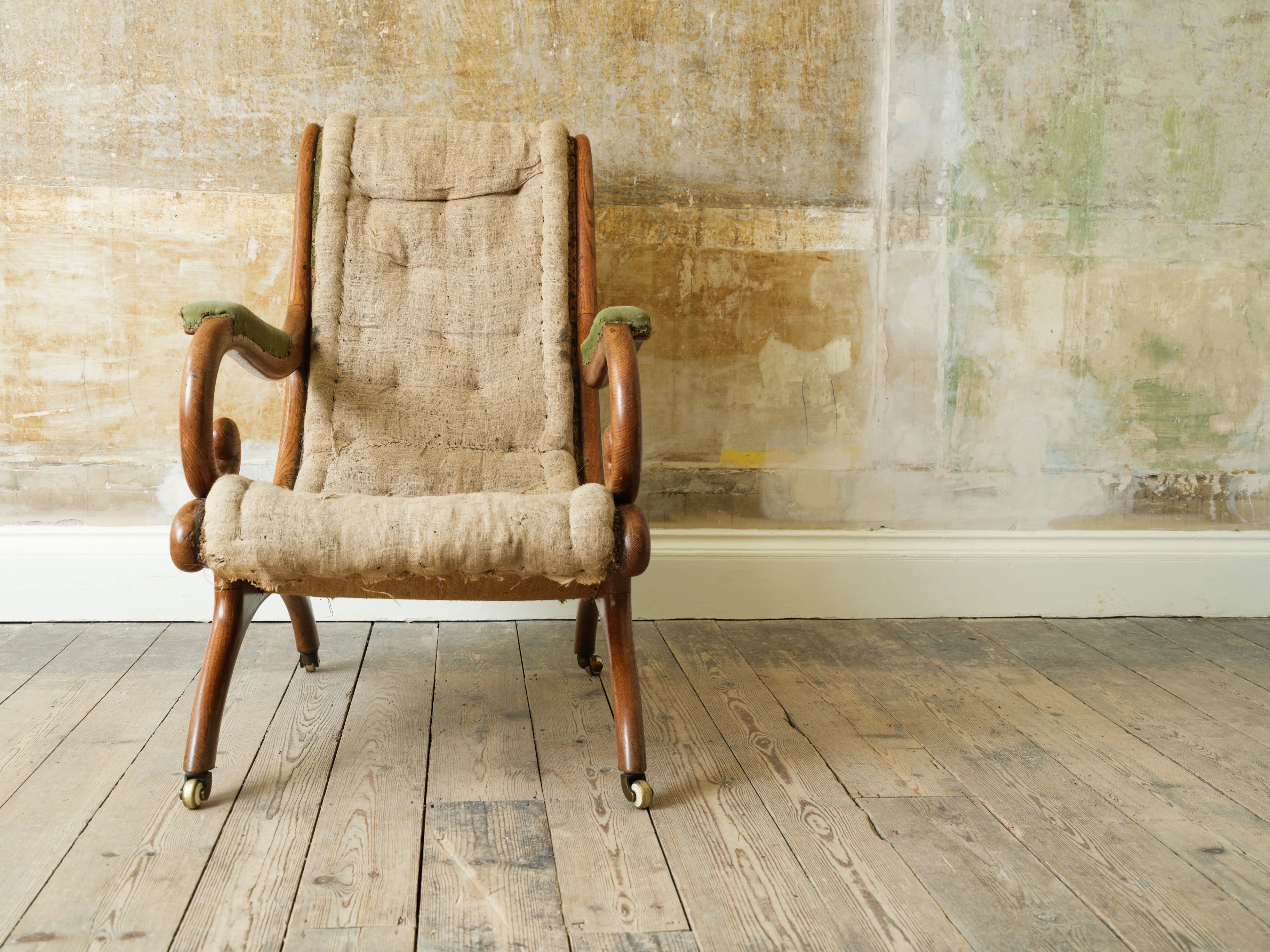 A 19th Century Upholstered Oak Armchair. - Image 4