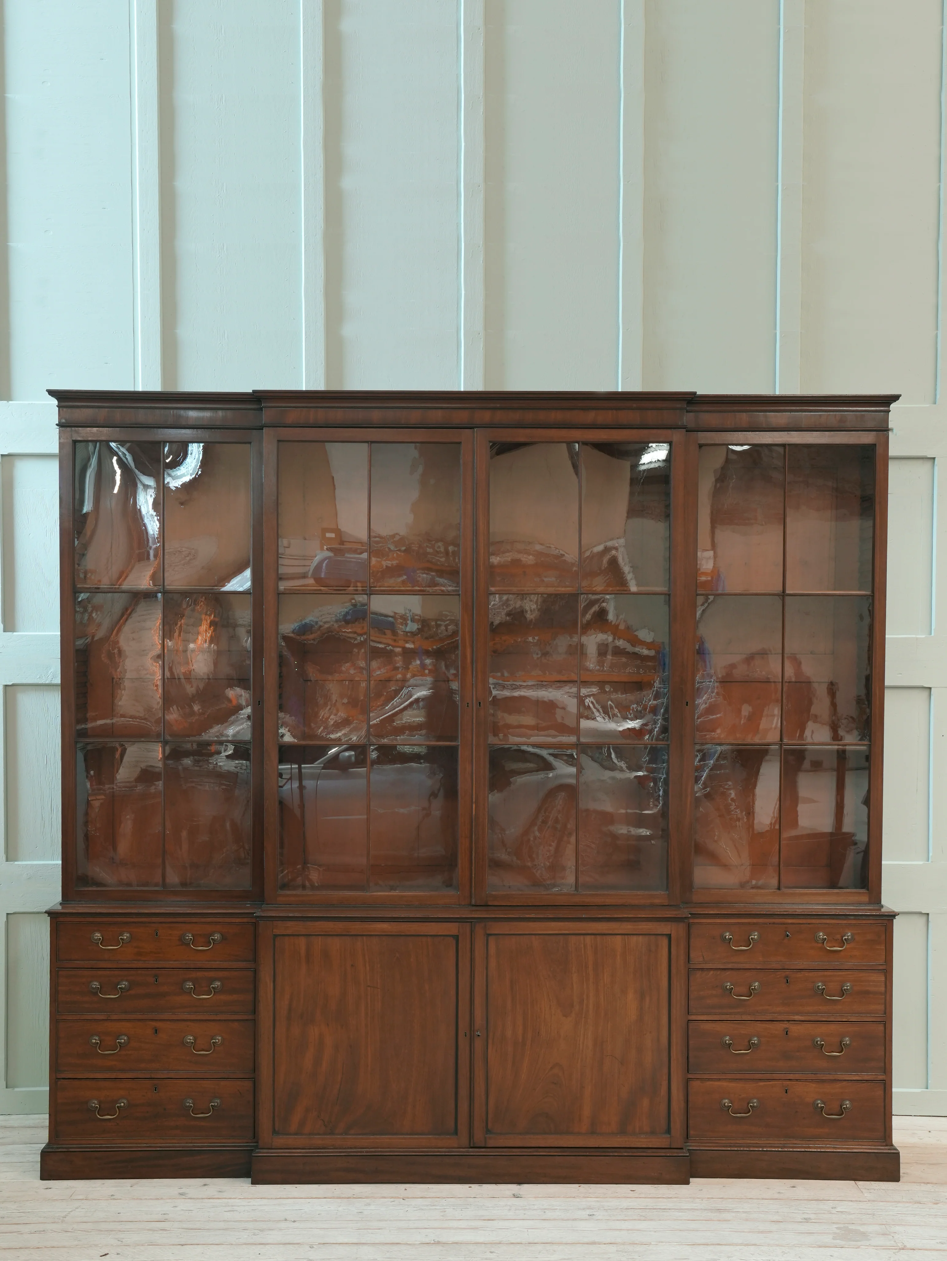A Large George III Mahogany Breakfront Bookcase