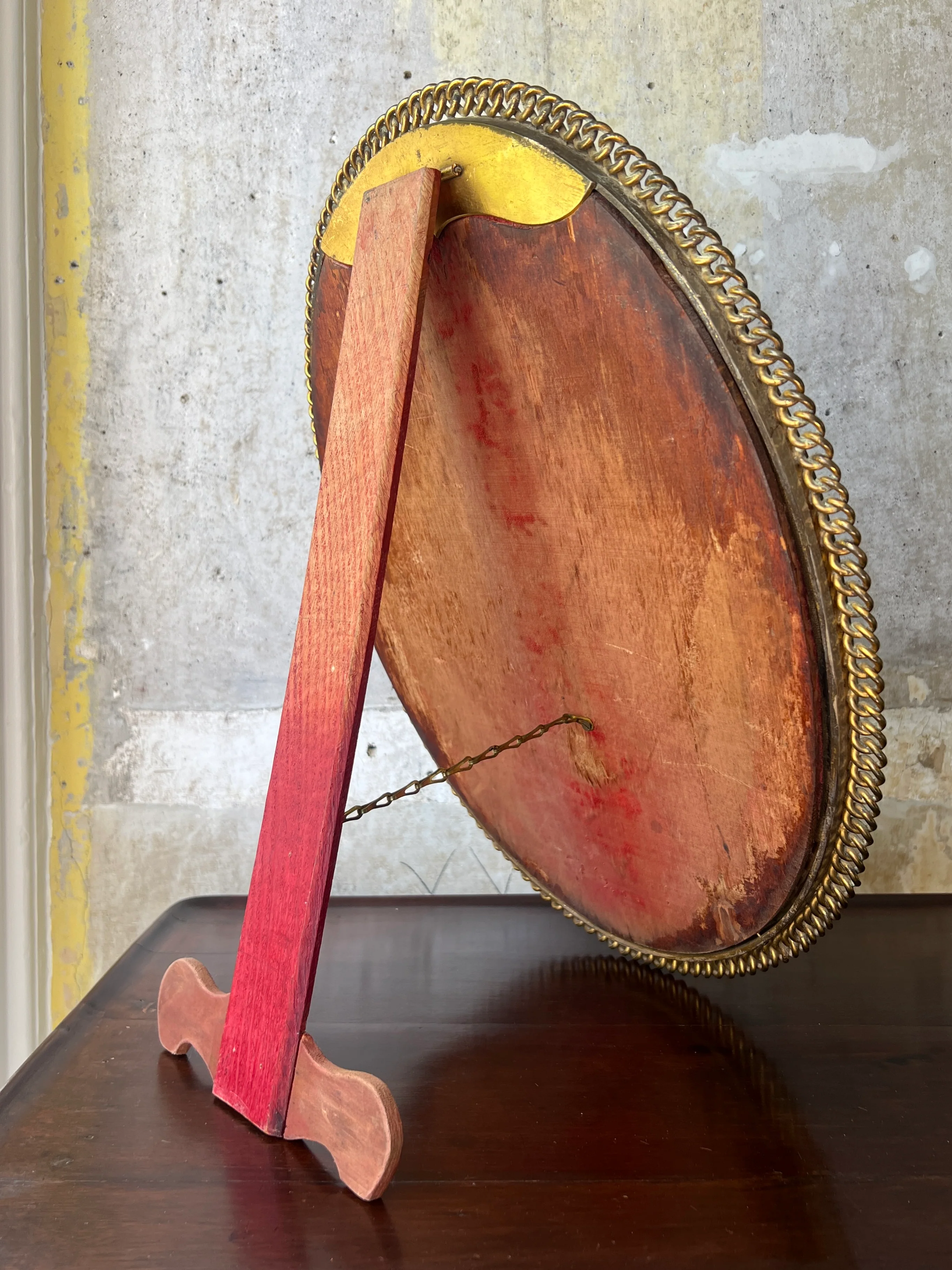 A large Brass Ring Easel Mirror - Image 3