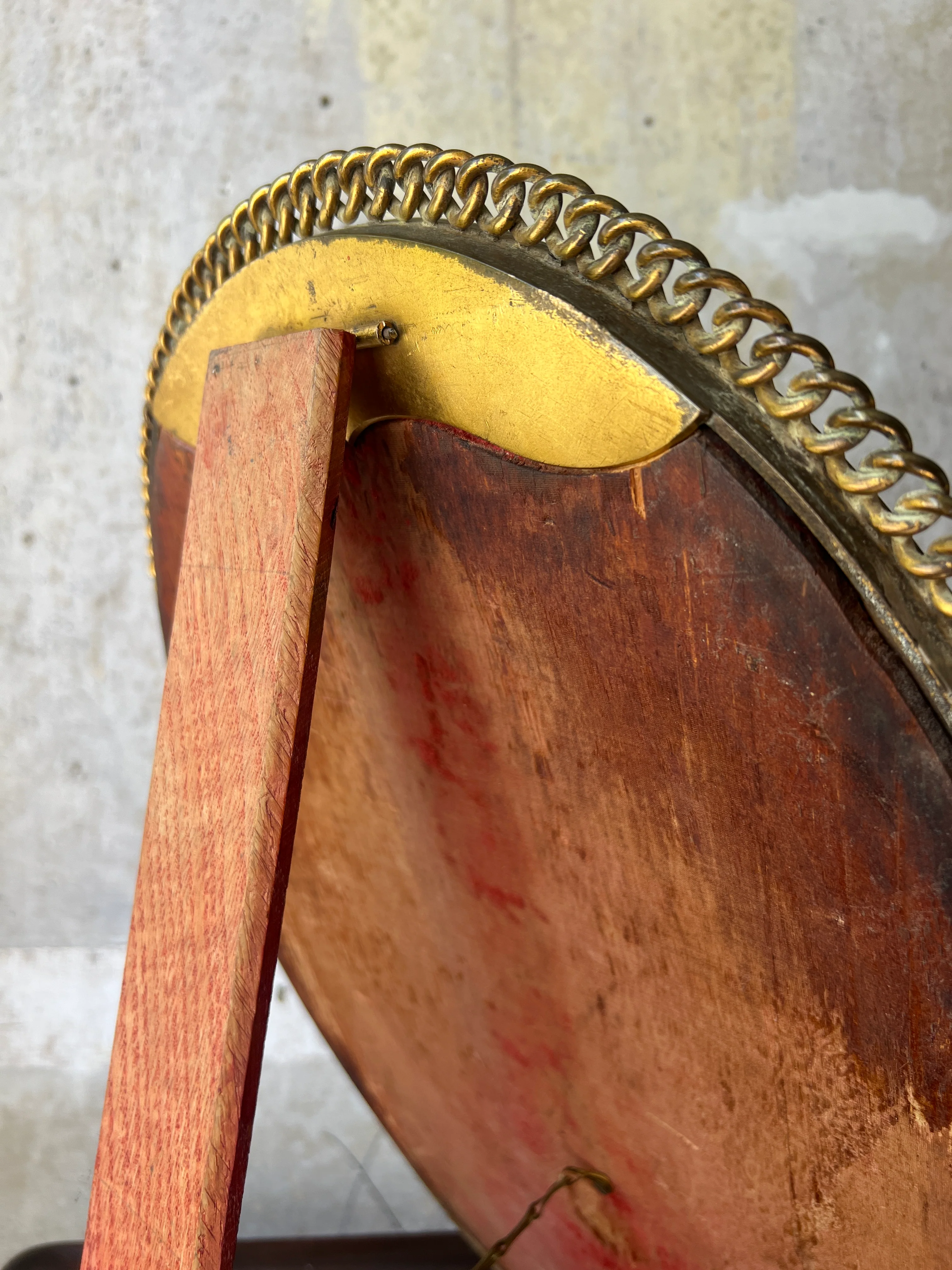 A large Brass Ring Easel Mirror - Image 6