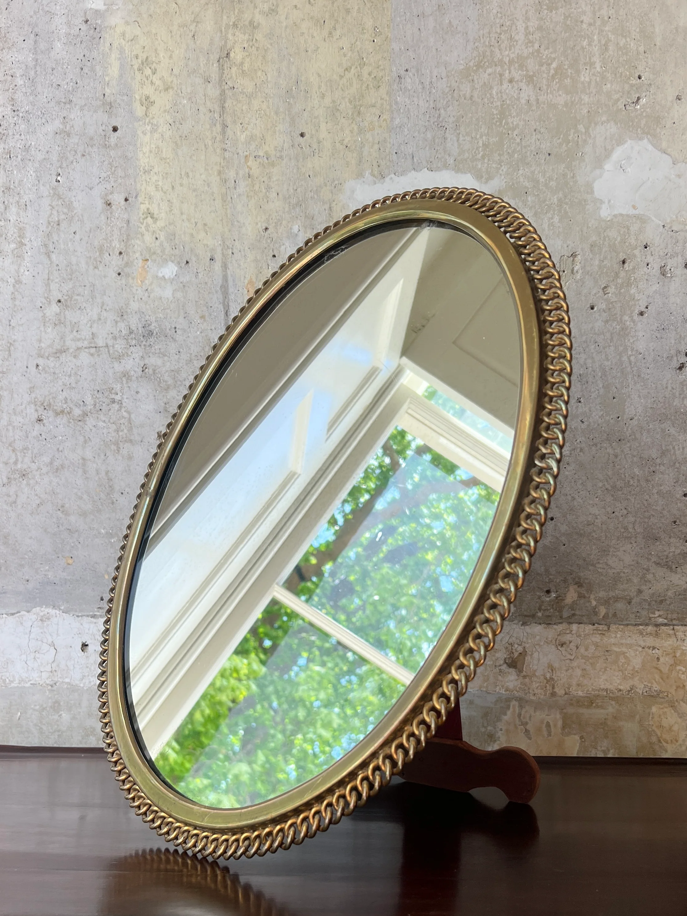 A large Brass Ring Easel Mirror - Image 7