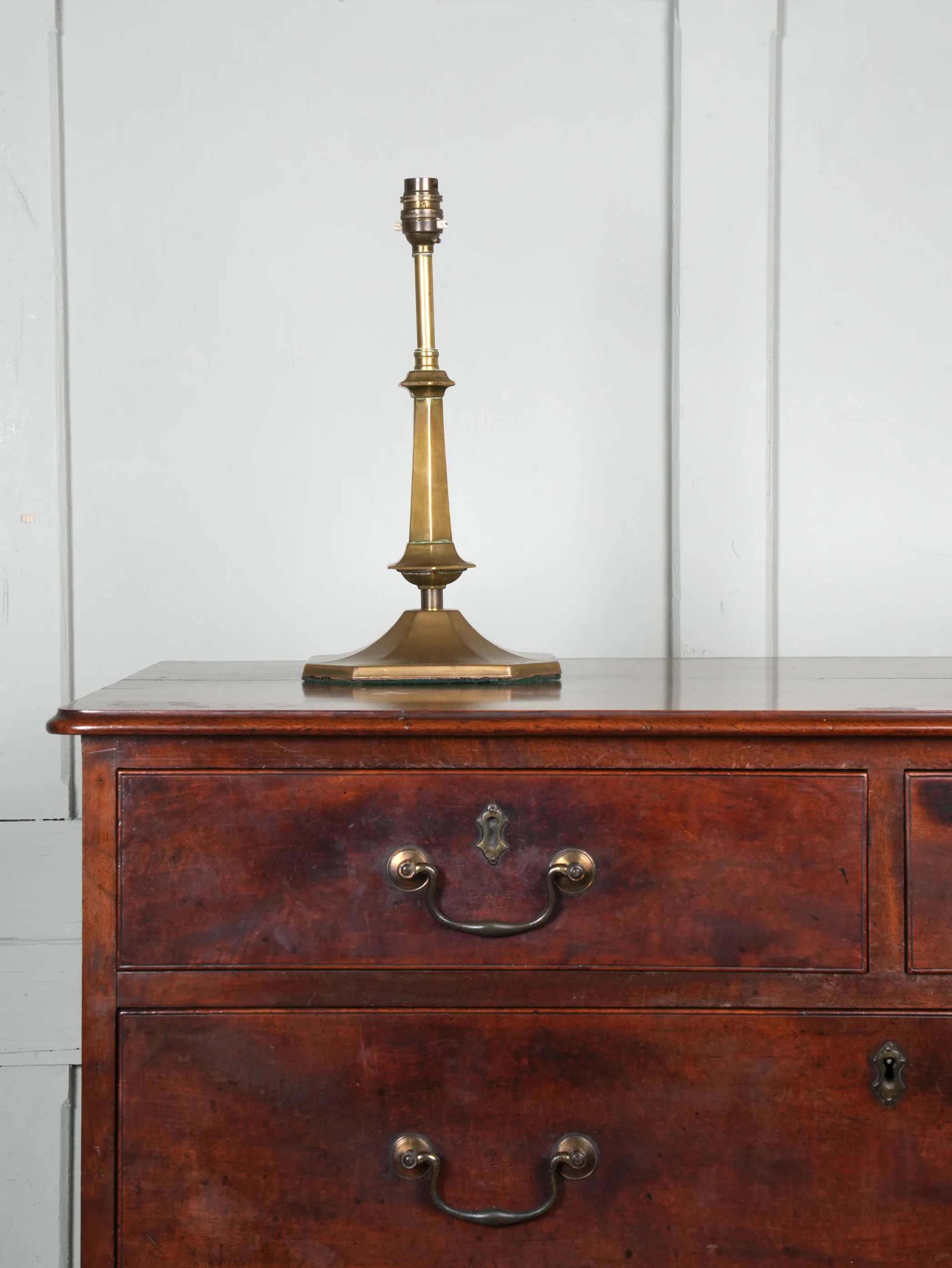 A Chamfered Brass Table Lamp