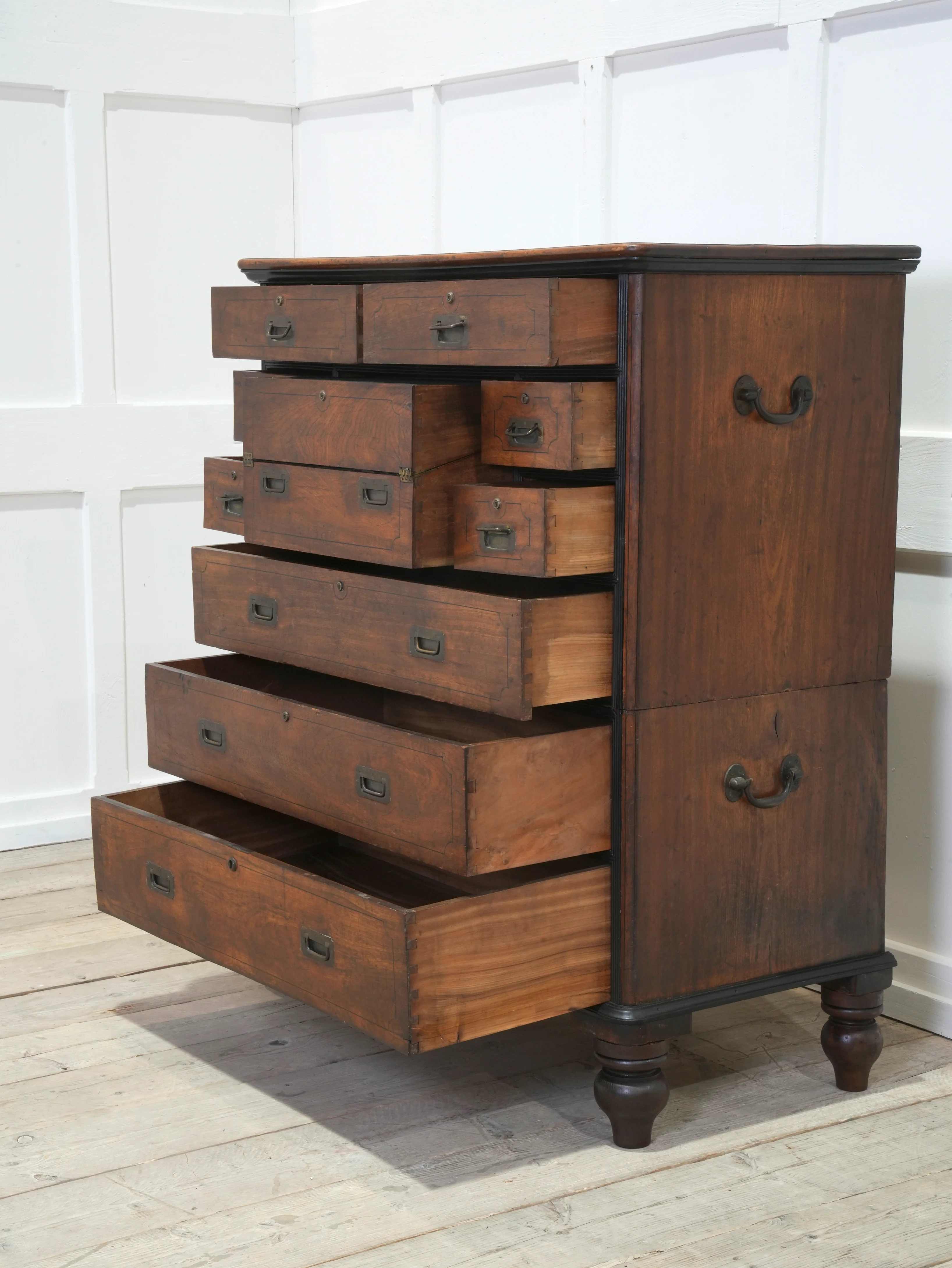 A 19th Century China Trade Secretaire Campaign Chest - Image 11