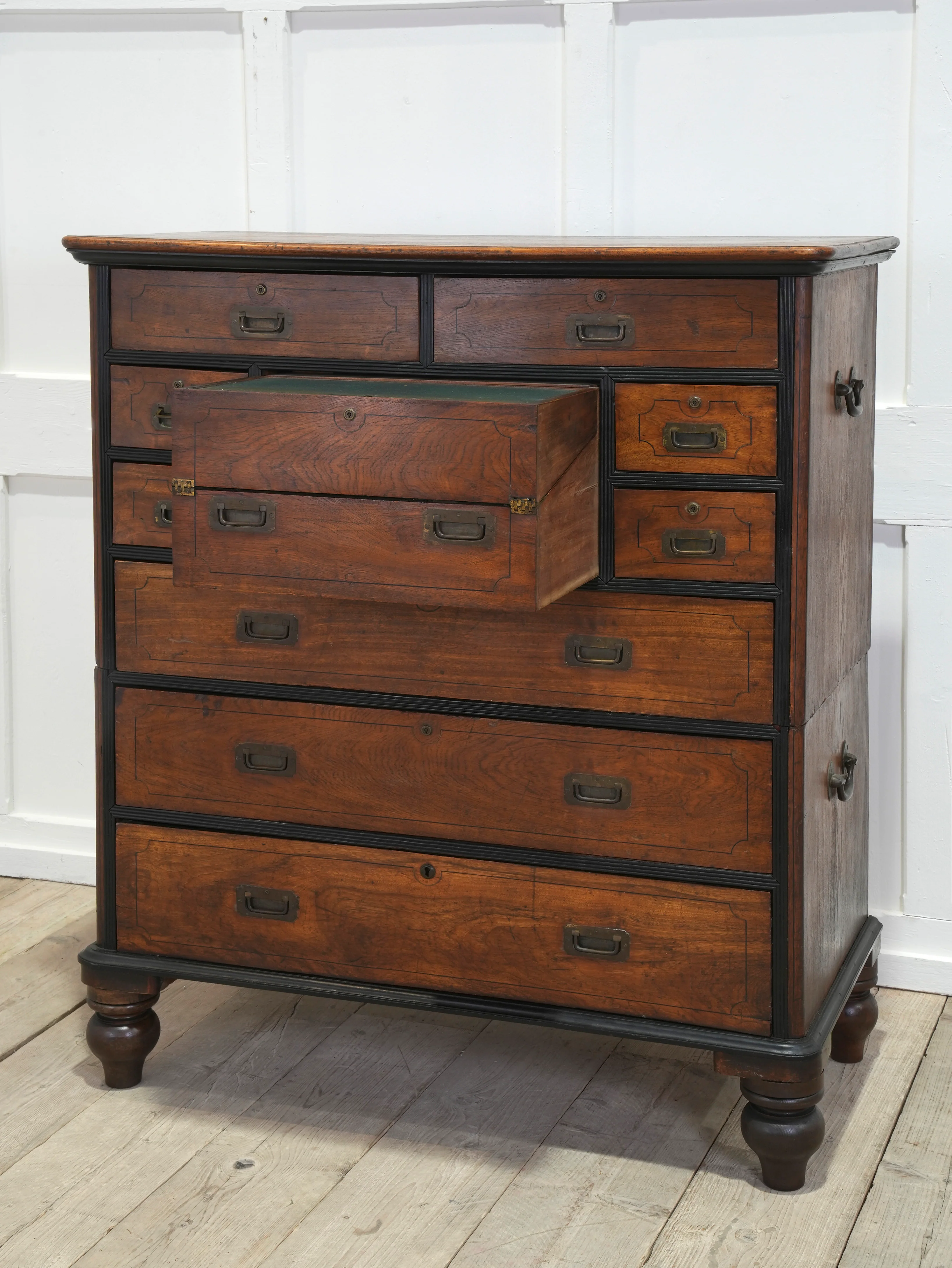A 19th Century China Trade Secretaire Campaign Chest - Image 16