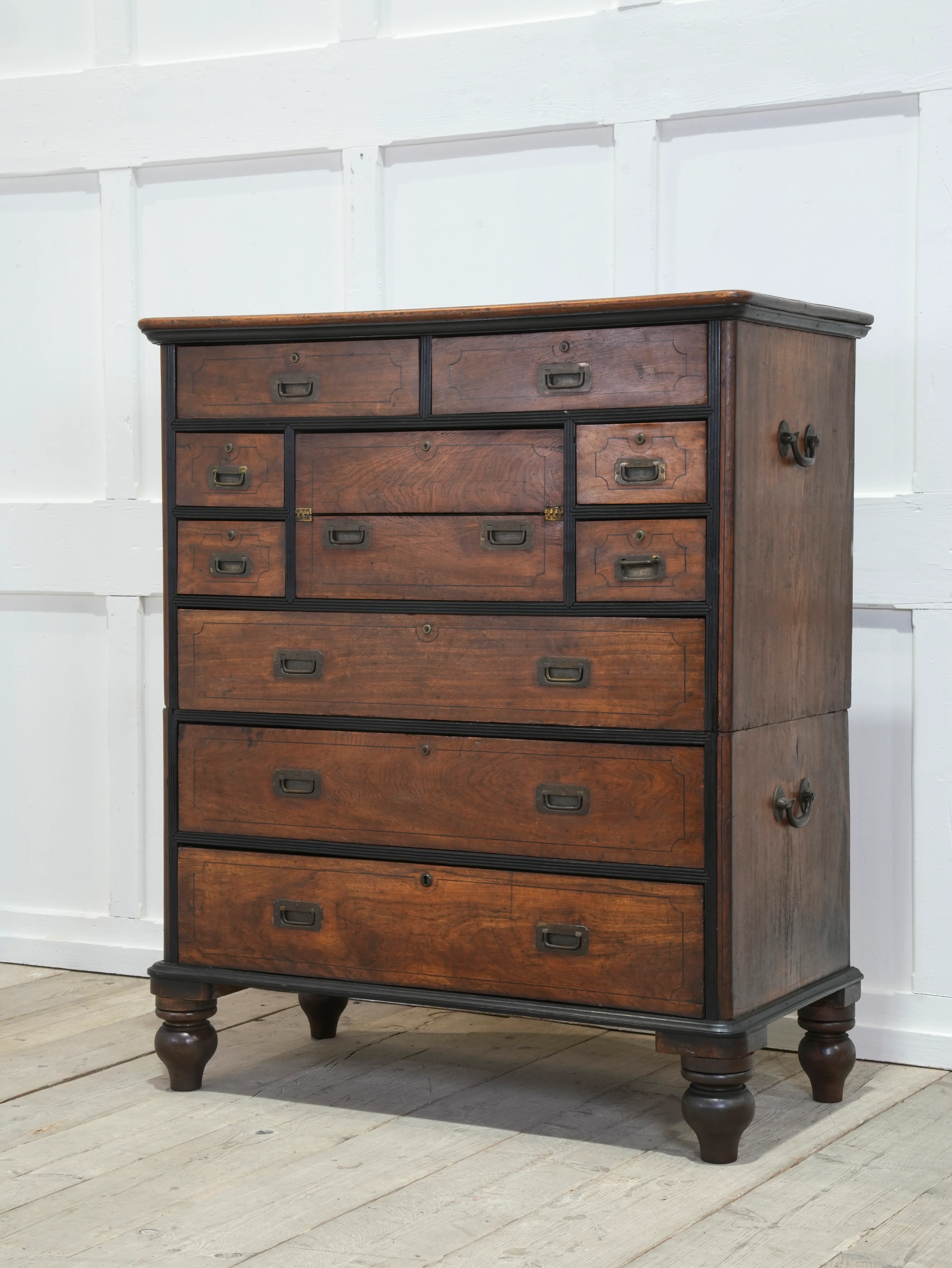 A 19th Century China Trade Secretaire Campaign Chest - Image 3