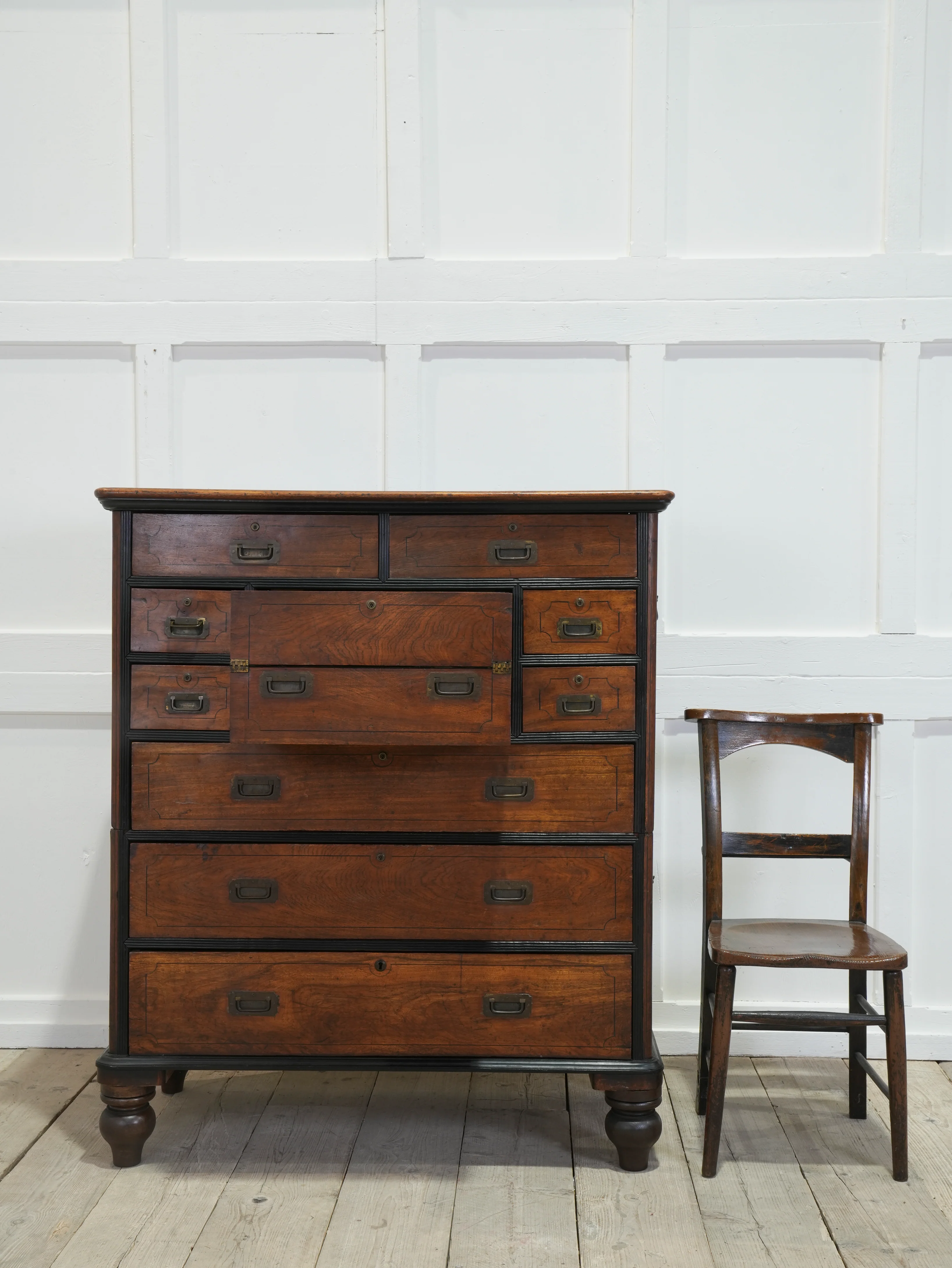 A 19th Century China Trade Secretaire Campaign Chest - Image 4