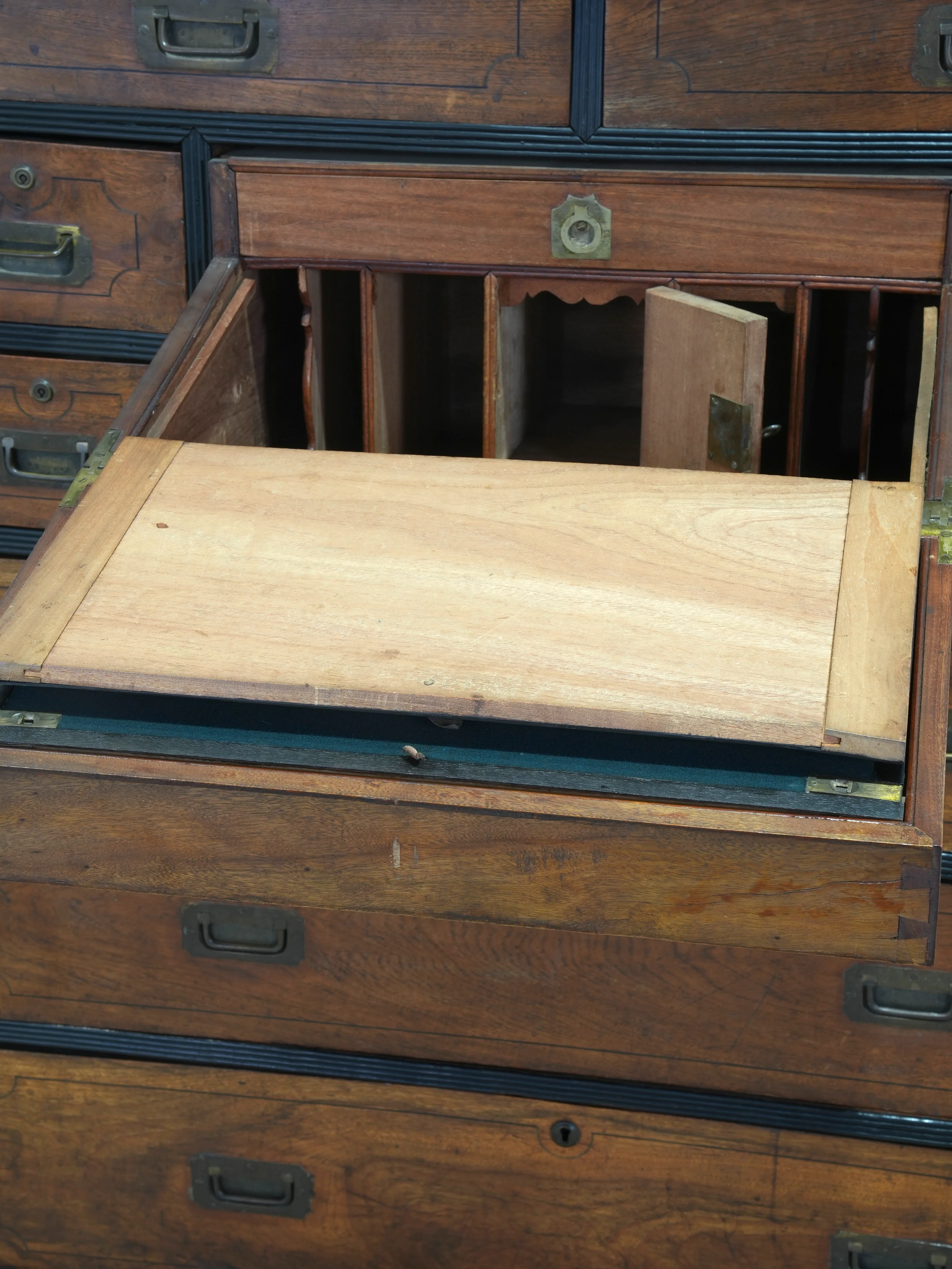A 19th Century China Trade Secretaire Campaign Chest - Image 9