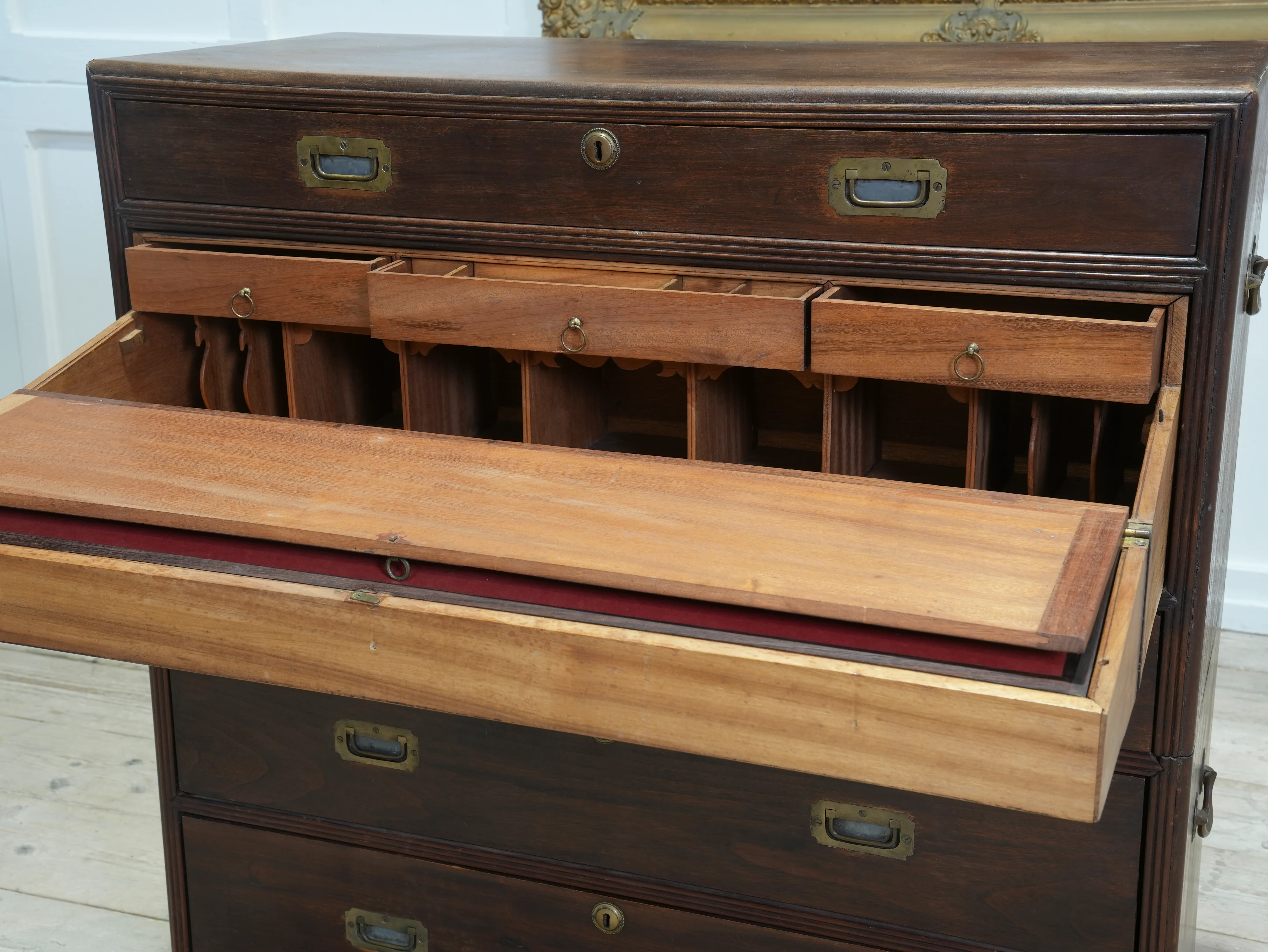 A Mid 19th Century Campaign Secretaire Chest - Image 13