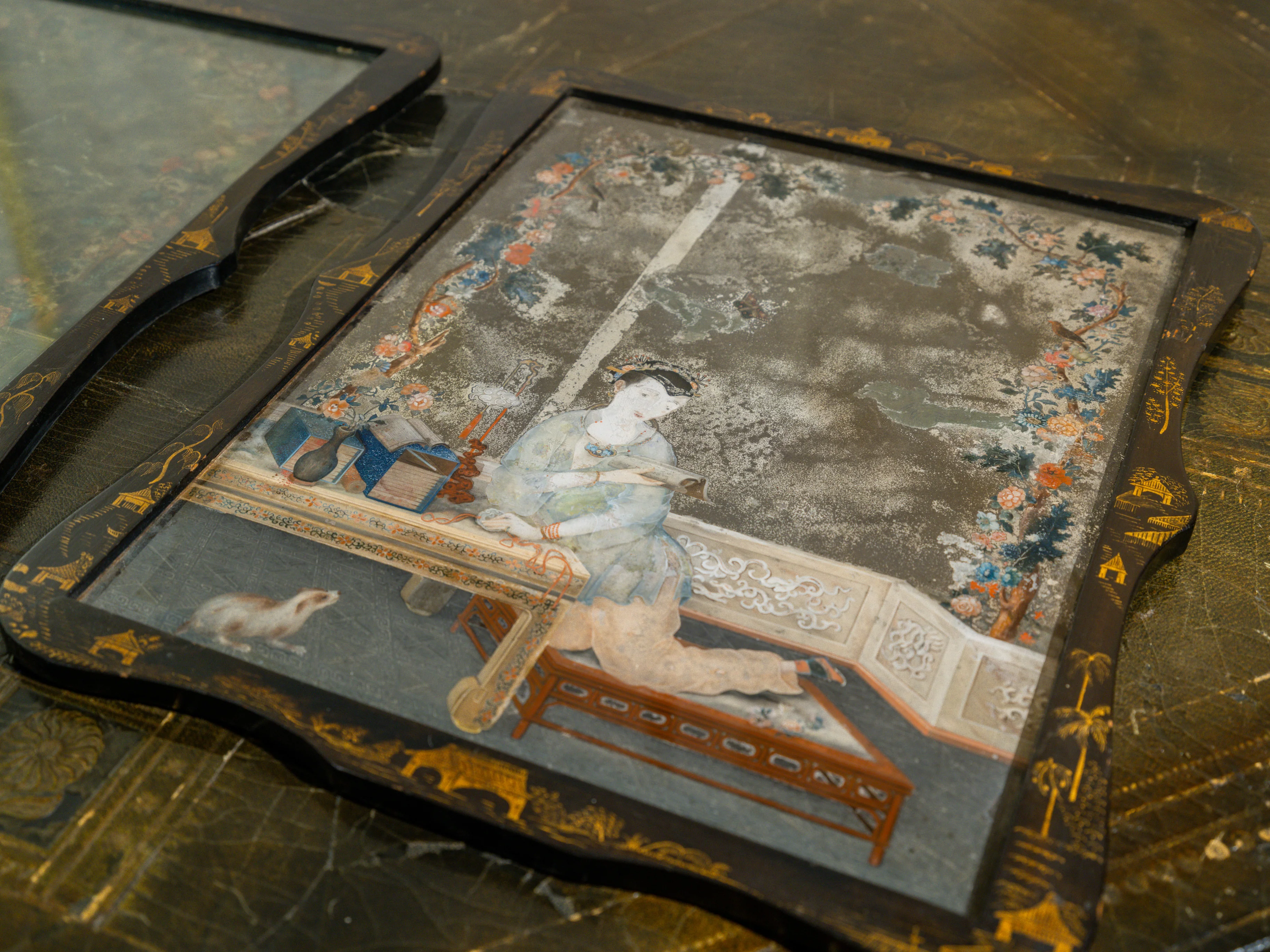 A Pair of 18th Century Chinese Reverse Glass Mirrors - Image 11