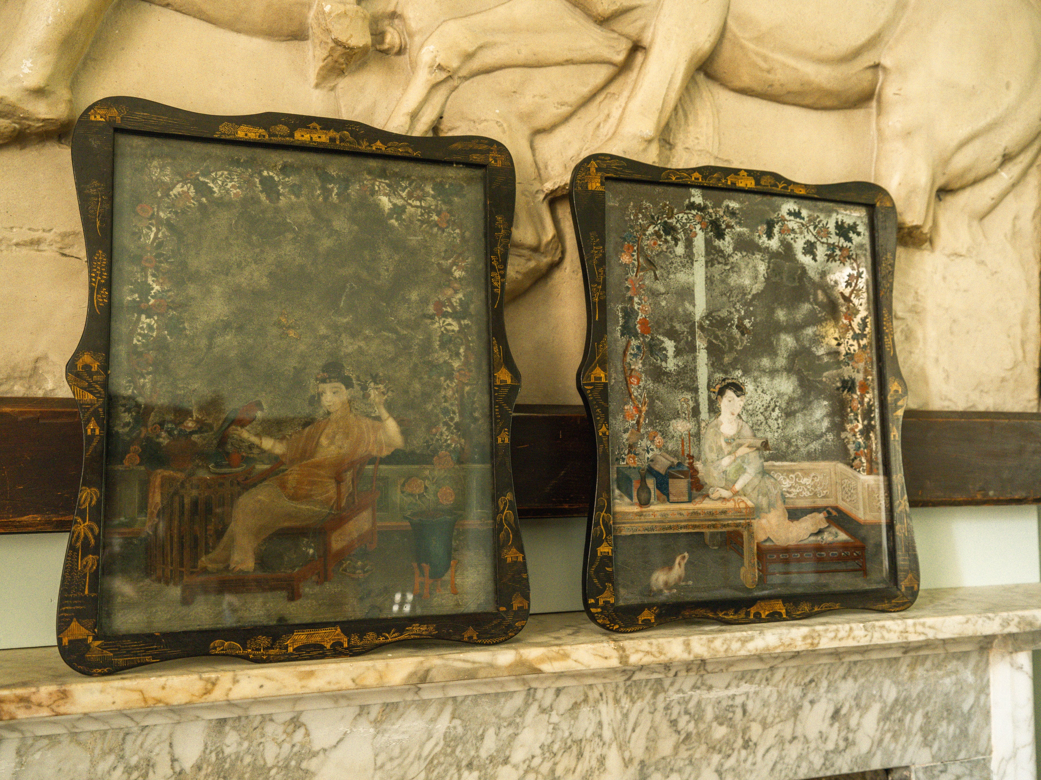 A Pair of 18th Century Chinese Reverse Glass Mirrors - Image 2