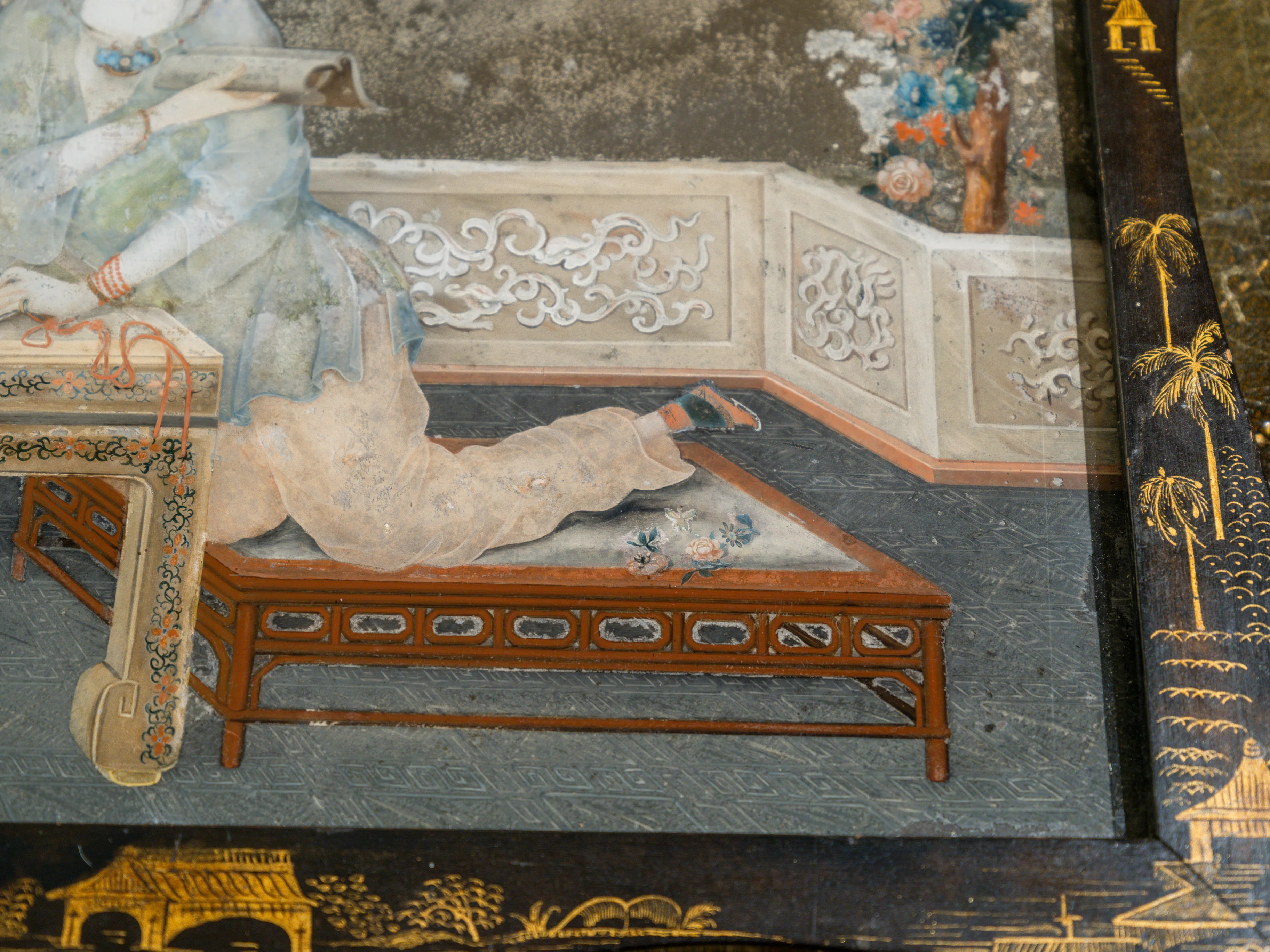 A Pair of 18th Century Chinese Reverse Glass Mirrors - Image 4