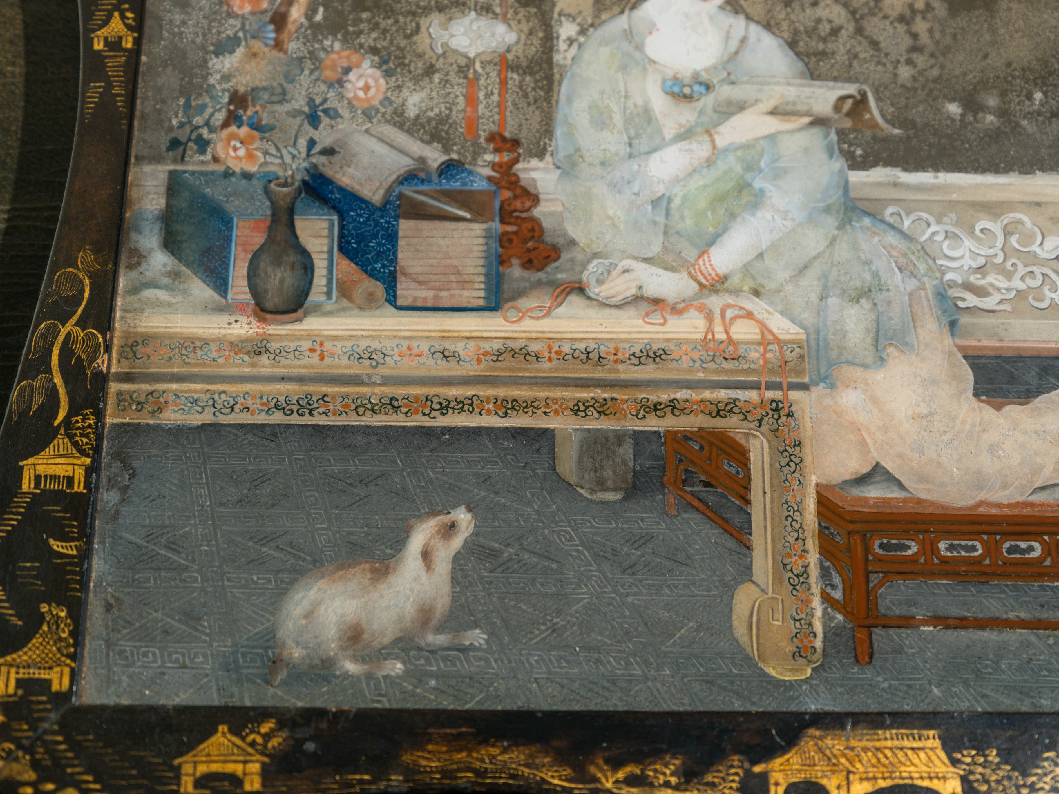 A Pair of 18th Century Chinese Reverse Glass Mirrors - Image 7