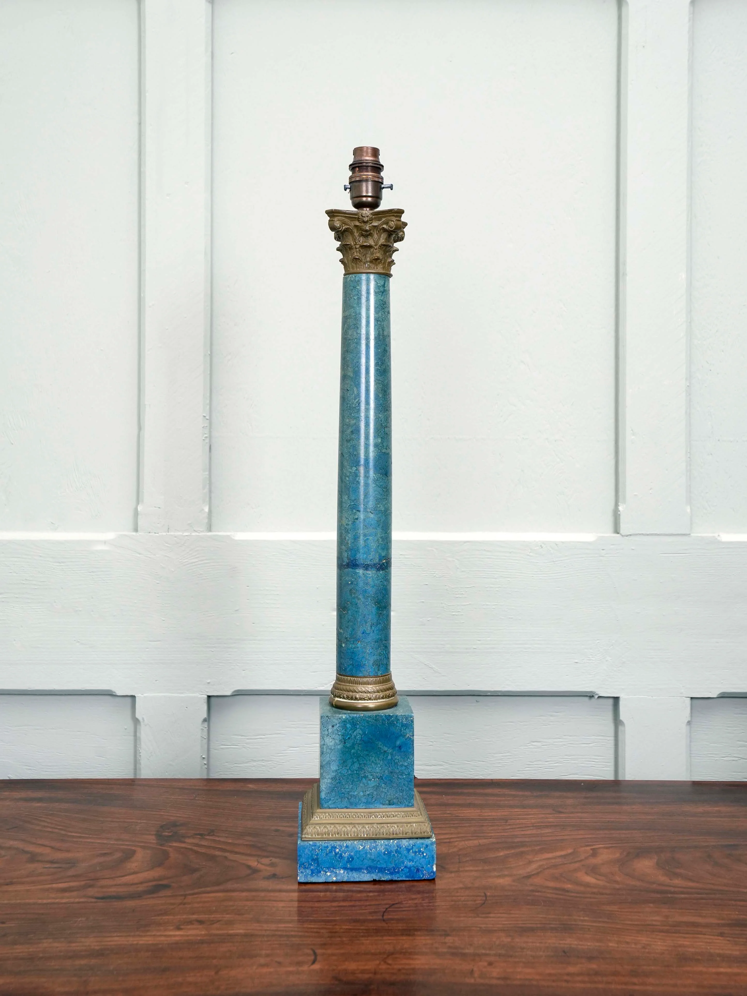 A Blue Marble Column Table Lamp - Image 2