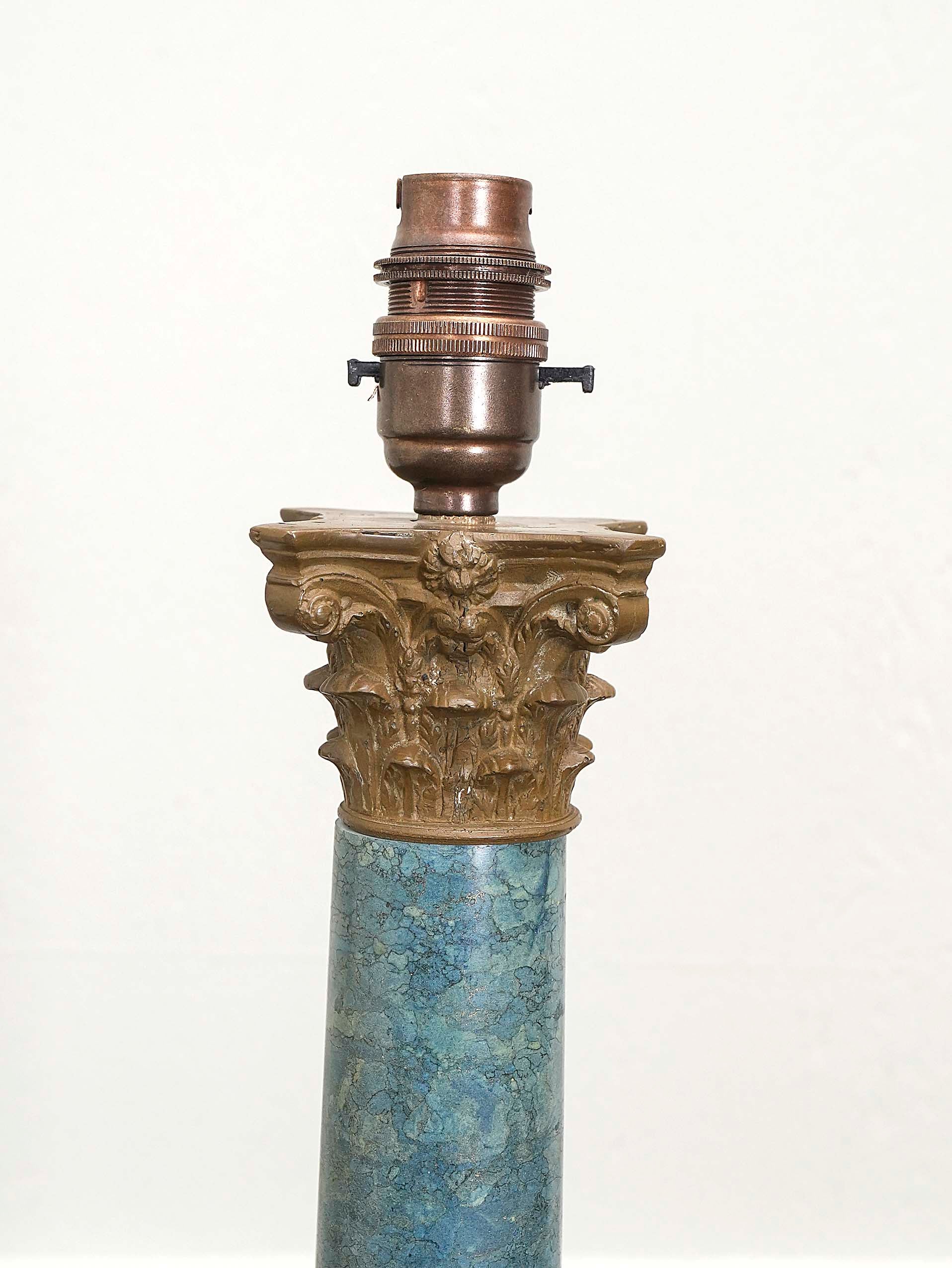 A Blue Marble Column Table Lamp - Image 3
