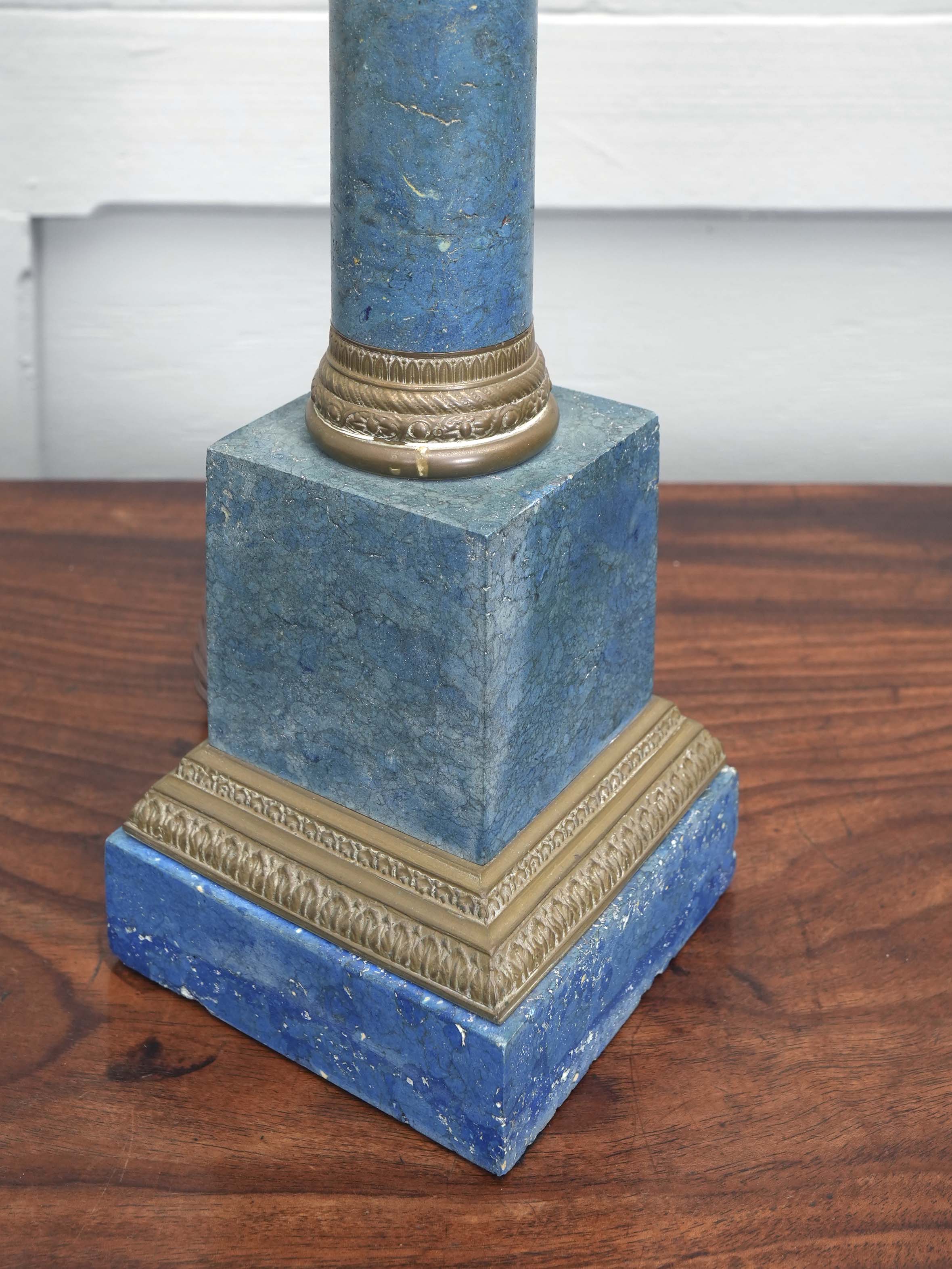 A Blue Marble Column Table Lamp - Image 5