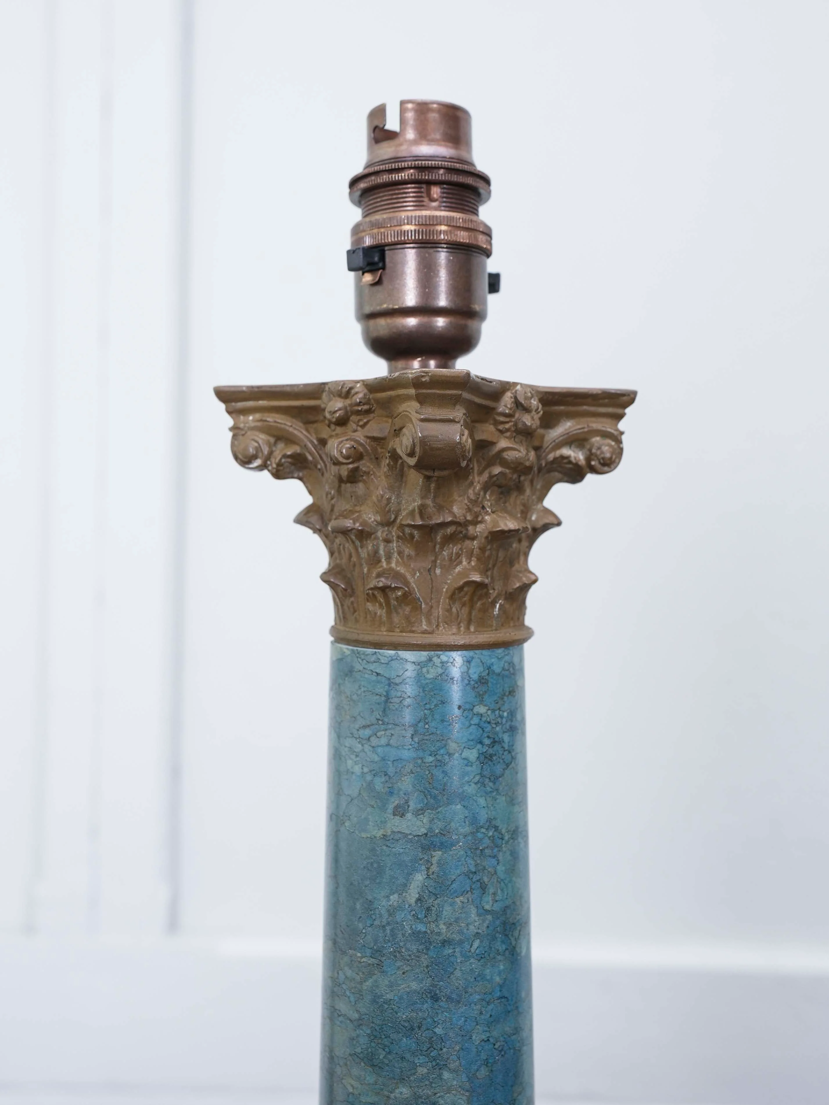 A Blue Marble Column Table Lamp - Image 7