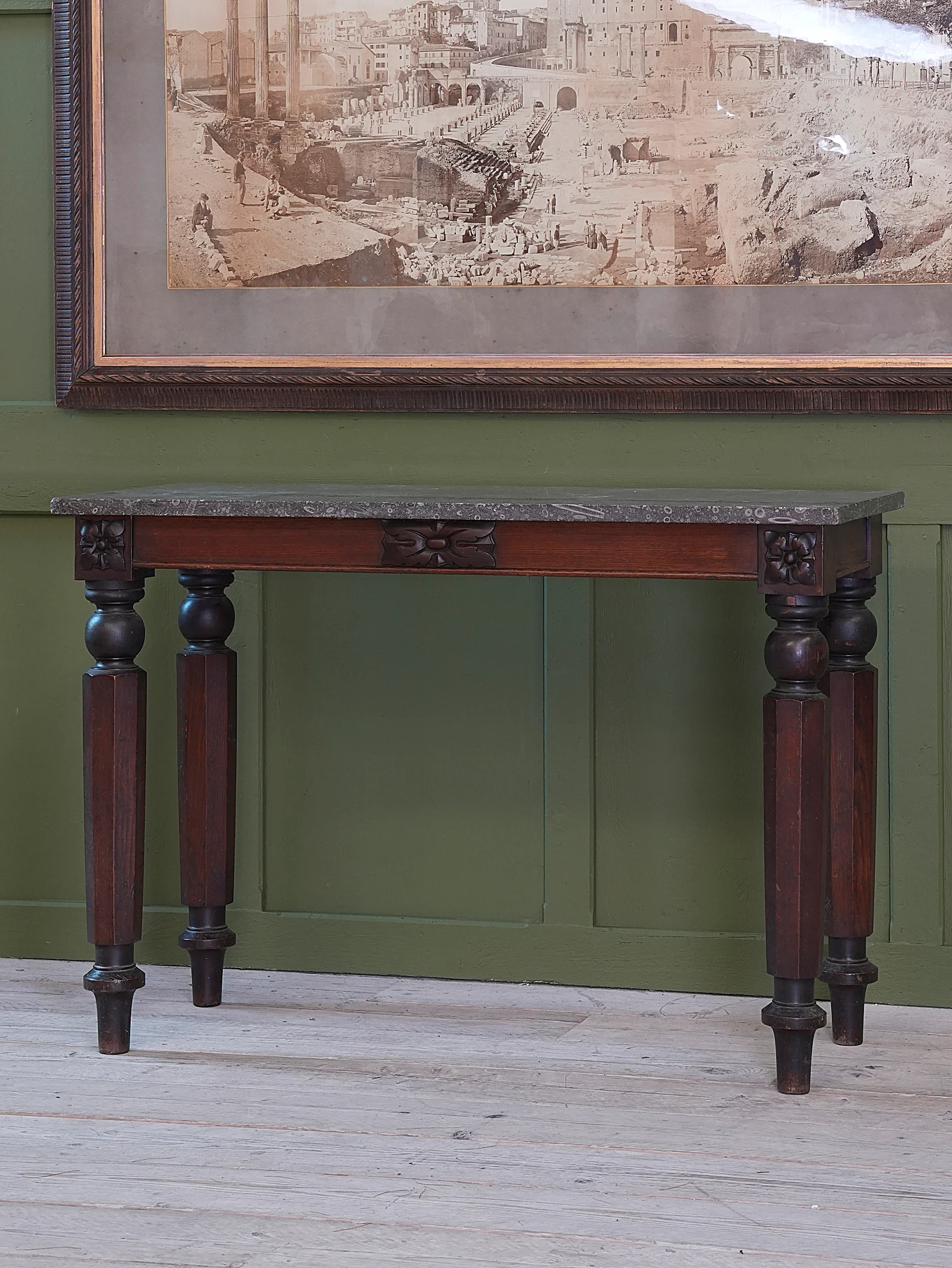 A 19thC Oak & Fossil Marble Console Table - Image 5