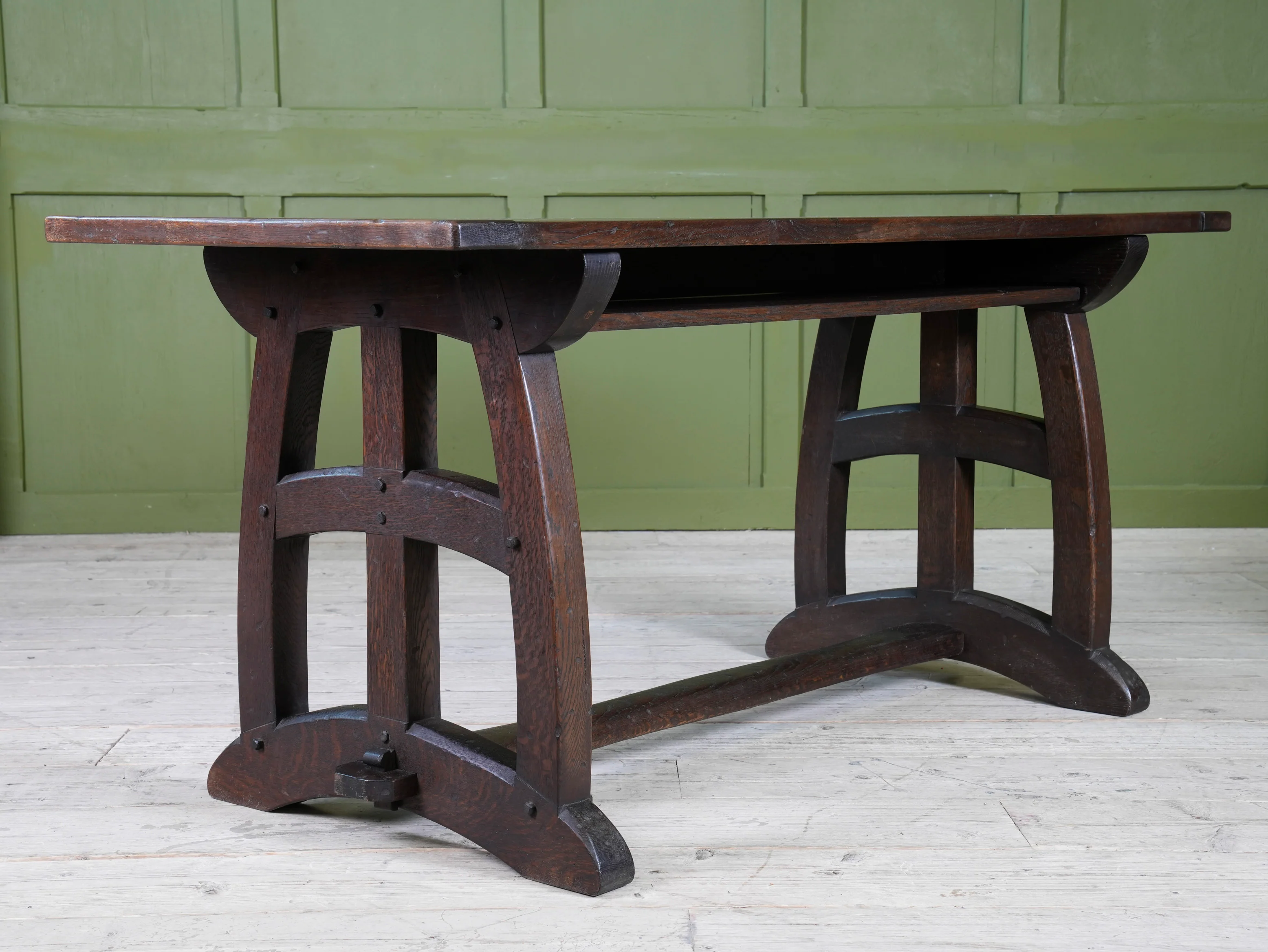 A Dark Oak Arts & Crafts Refectory Table - Image 2