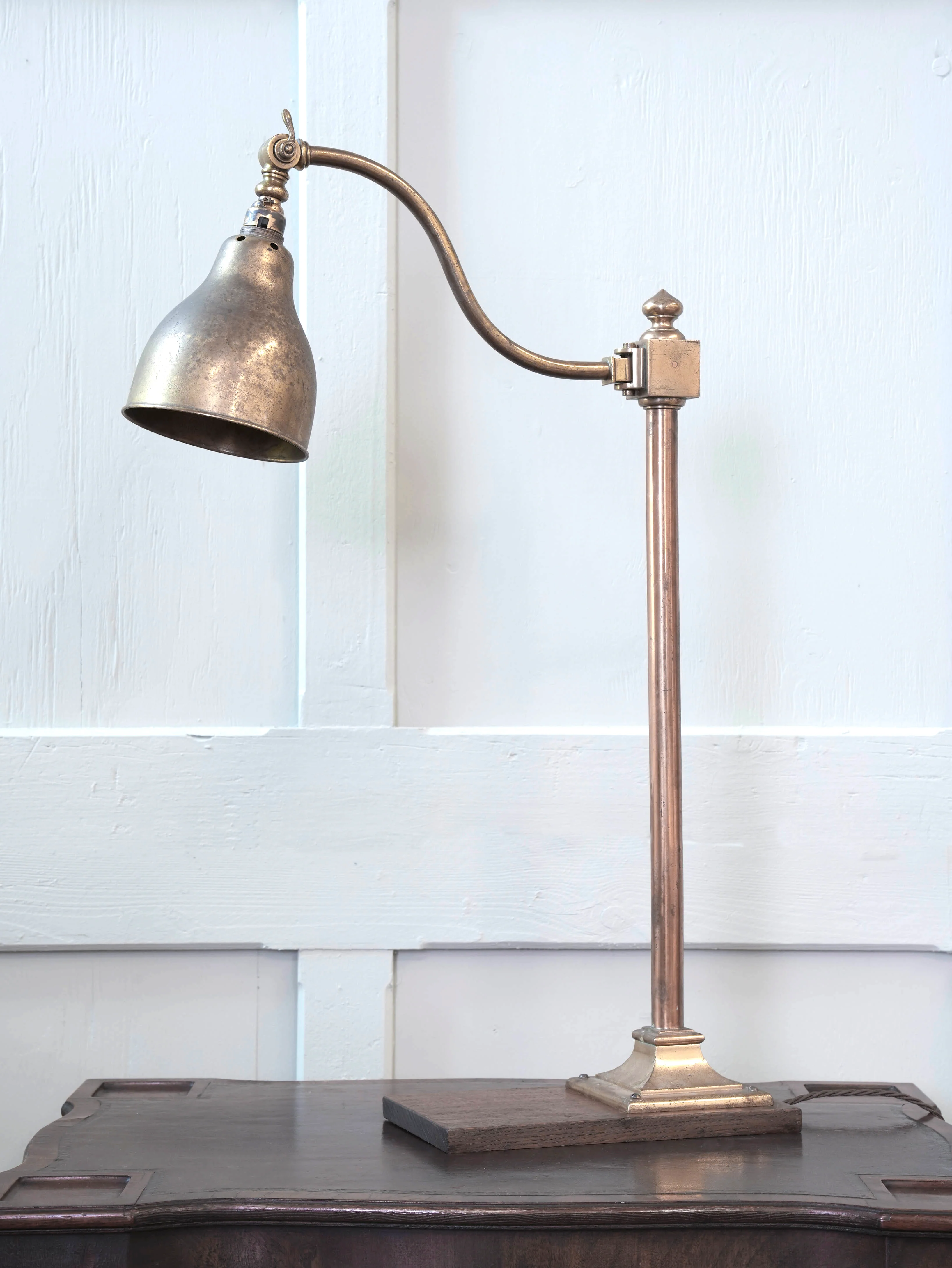 A Bronze & Brass Library Lamp
