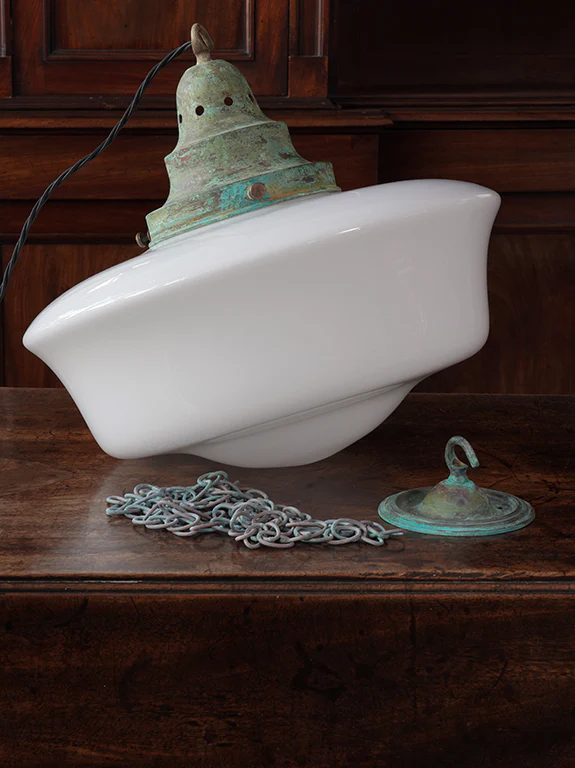 The Capel Mawr Opaline Glass Pendant in Verdigris - Image 10