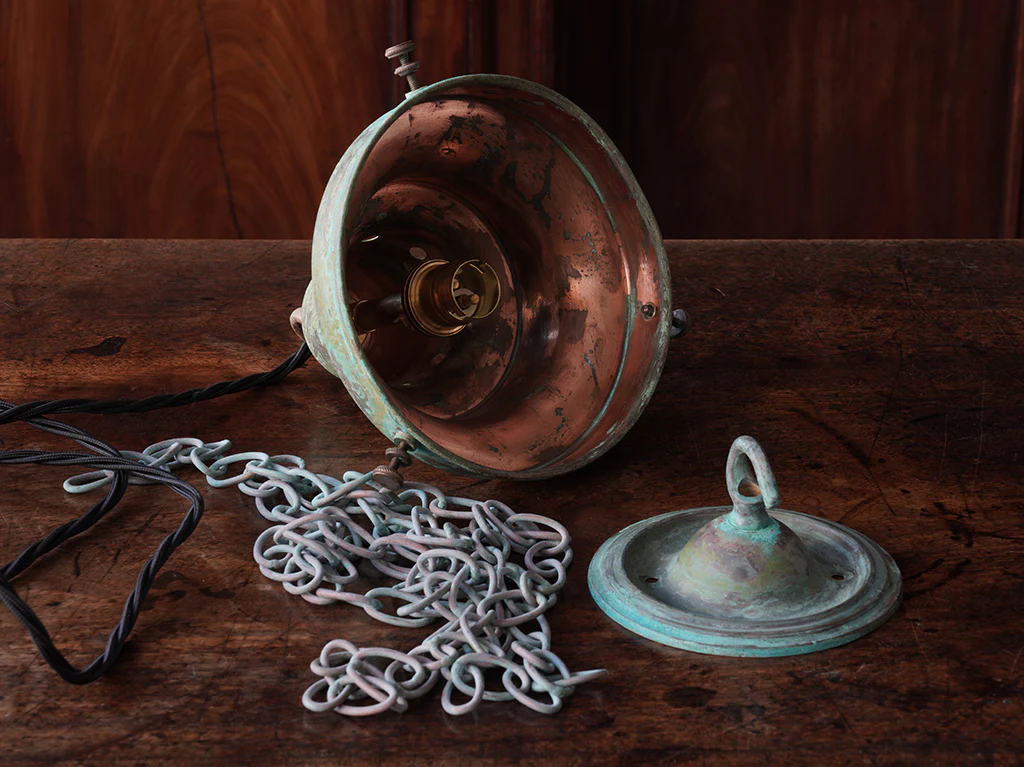 The Capel Mawr Opaline Glass Pendant in Verdigris - Image 12