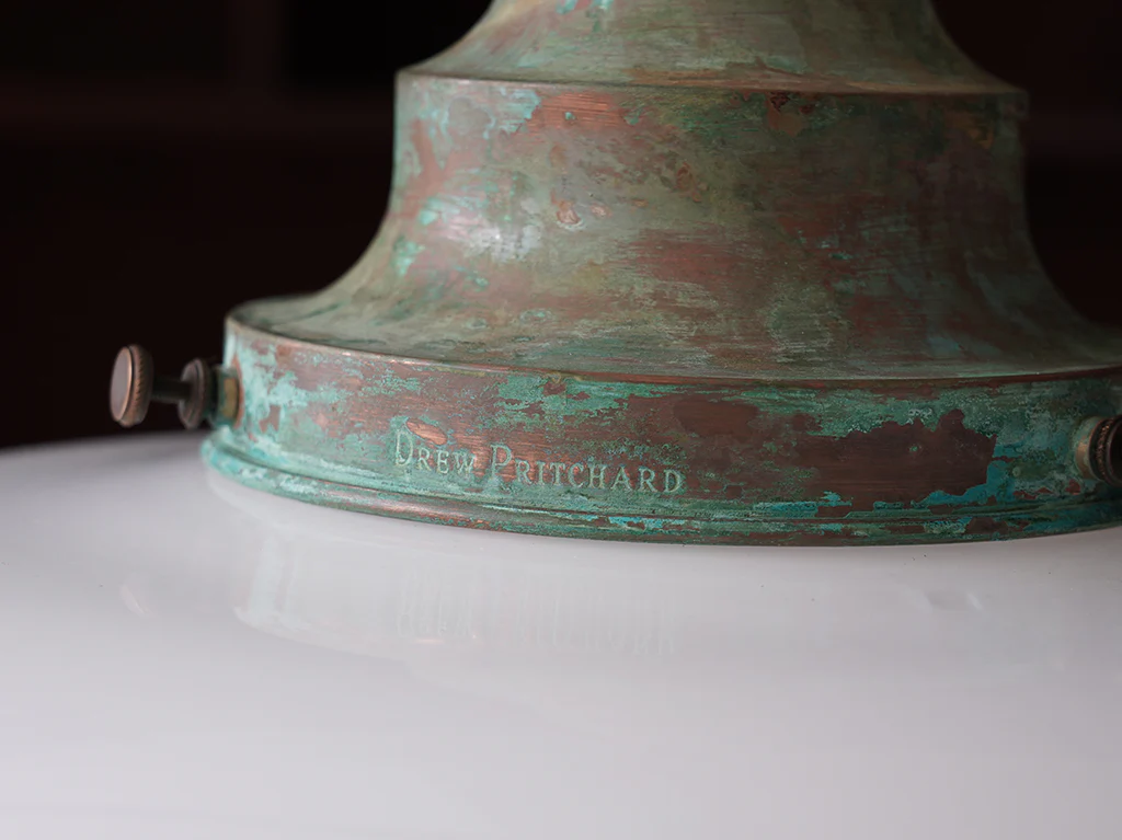 The Capel Mawr Opaline Glass Pendant in Verdigris - Image 14