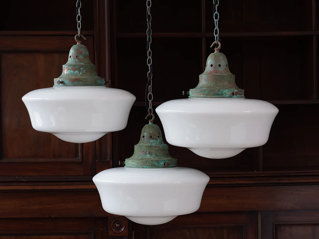 The Capel Mawr Opaline Glass Pendant in Verdigris - Image 7