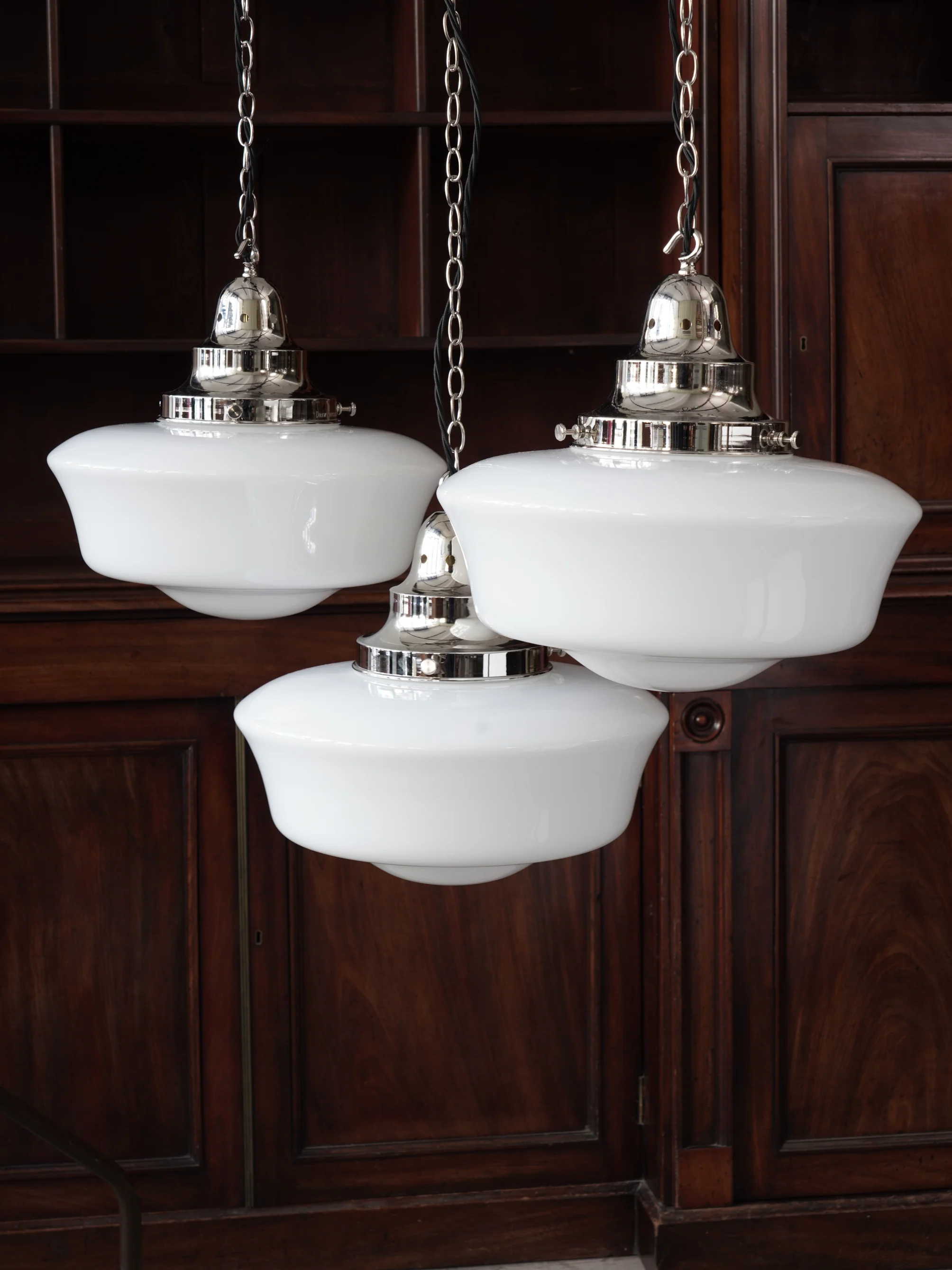 The Capel Mawr Opaline Glass Pendant in Nickel - Image 3