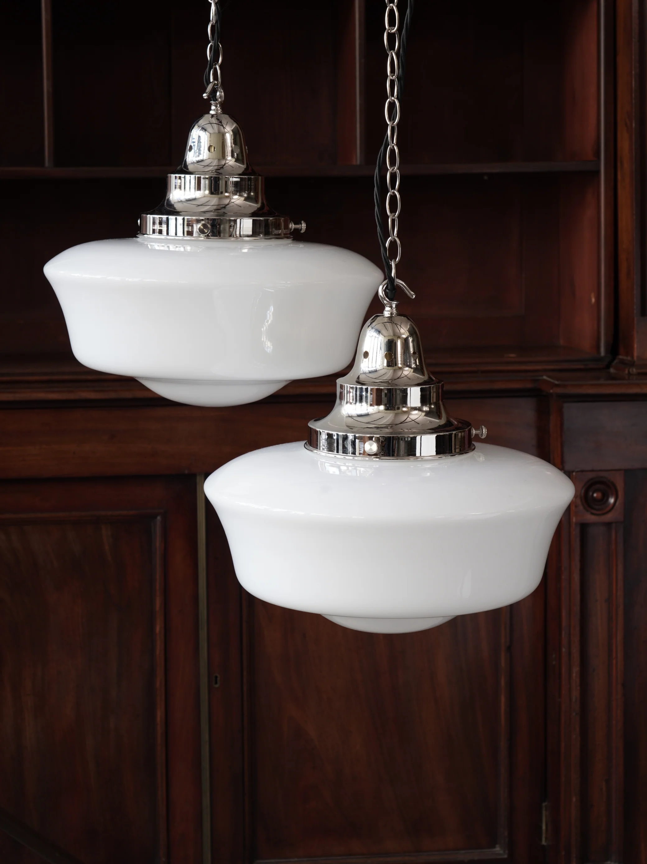 The Capel Mawr Opaline Glass Pendant in Nickel - Image 5