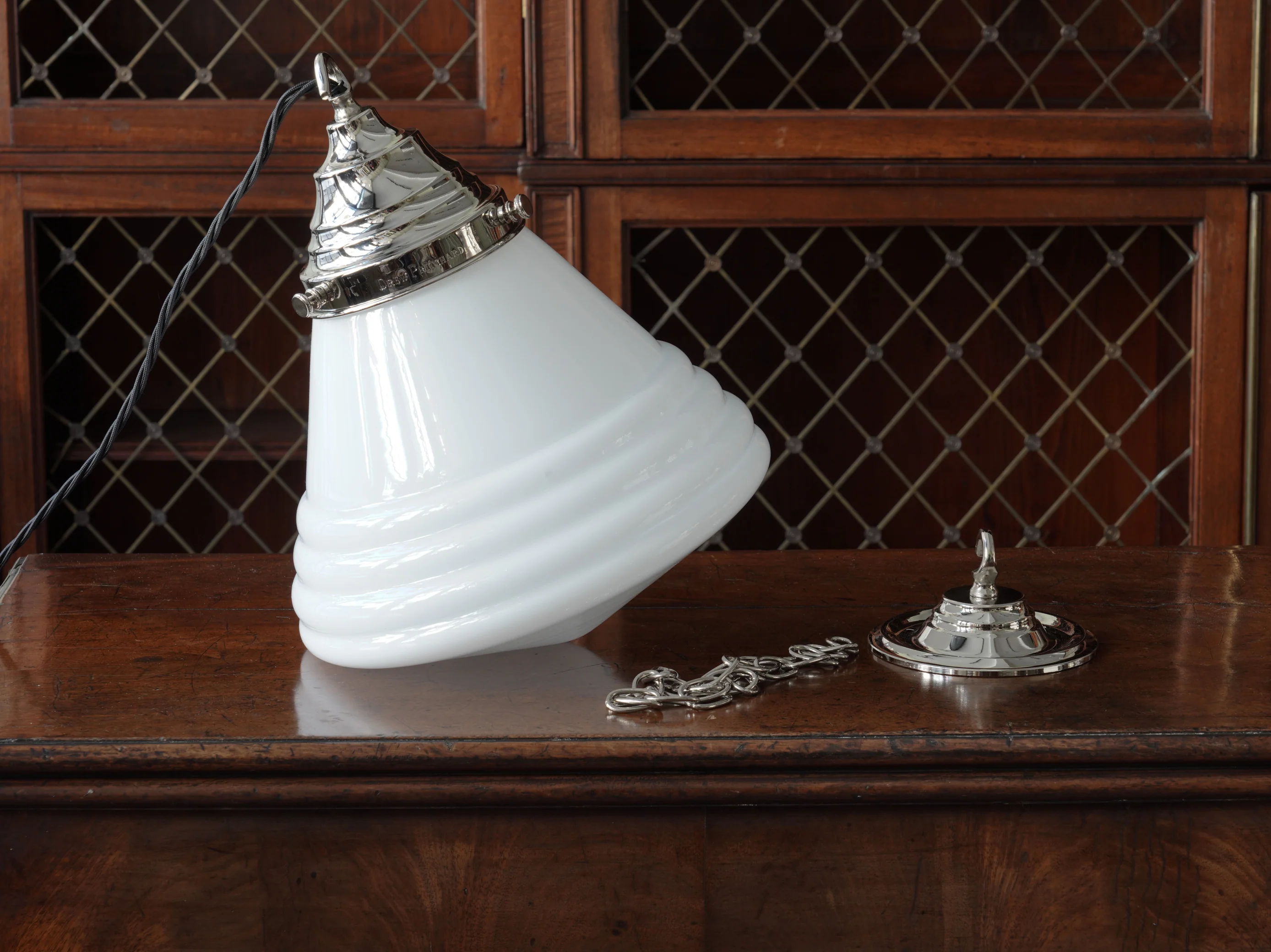 The Grace Opaline Pendant Light in Nickel - Image 9