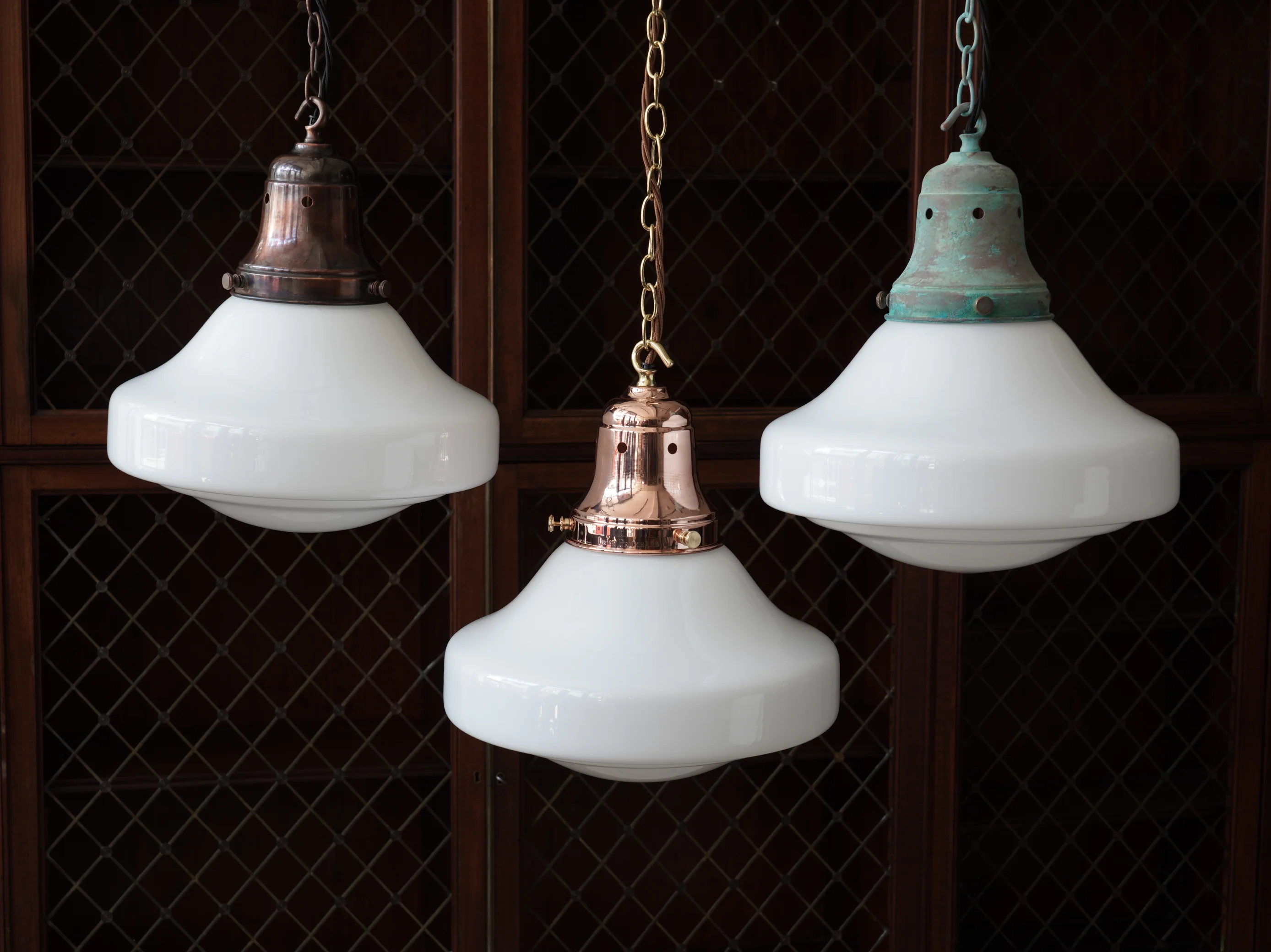 The Ellis Opaline Glass Pendant in Polished Copper - Image 11
