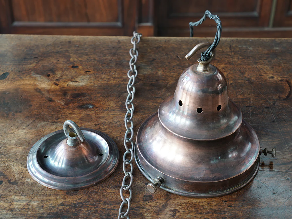 The Capel Bach Opaline Glass Pendant in Patinated Copper - Image 12