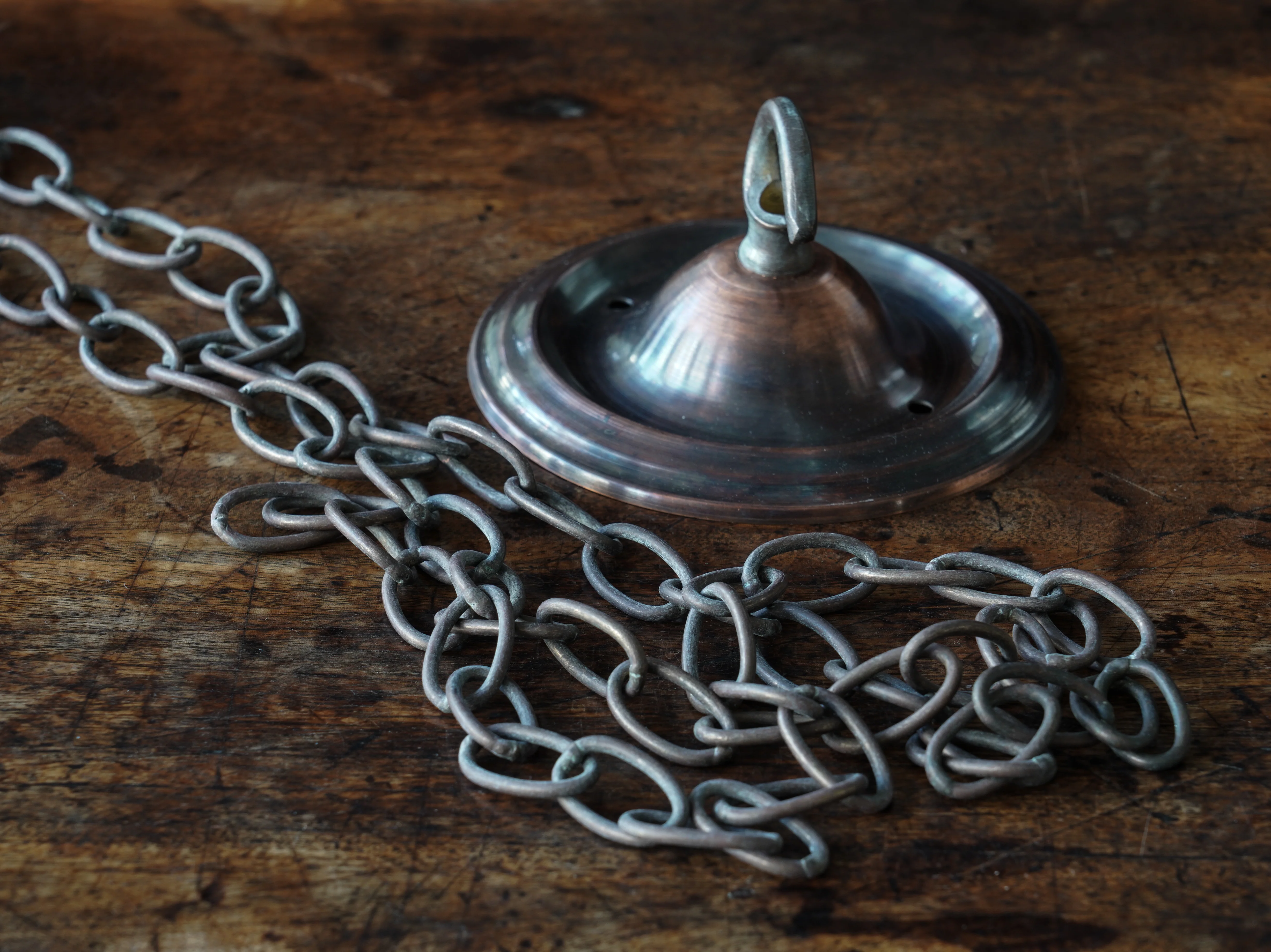 The Capel Bach Opaline Glass Pendant in Patinated Copper - Image 13