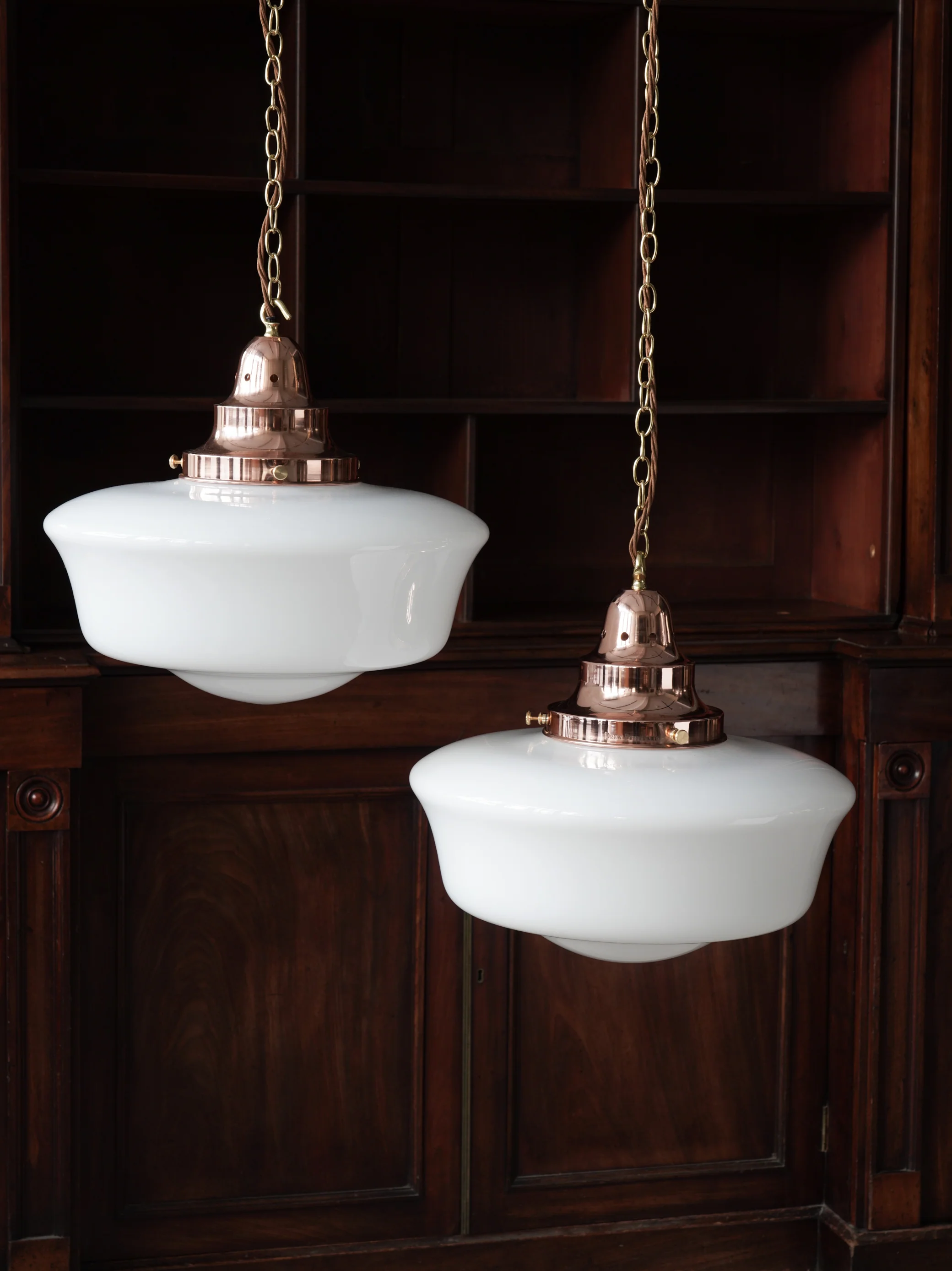 The Capel Bach Opaline Glass Pendant in Polished Copper - Image 3