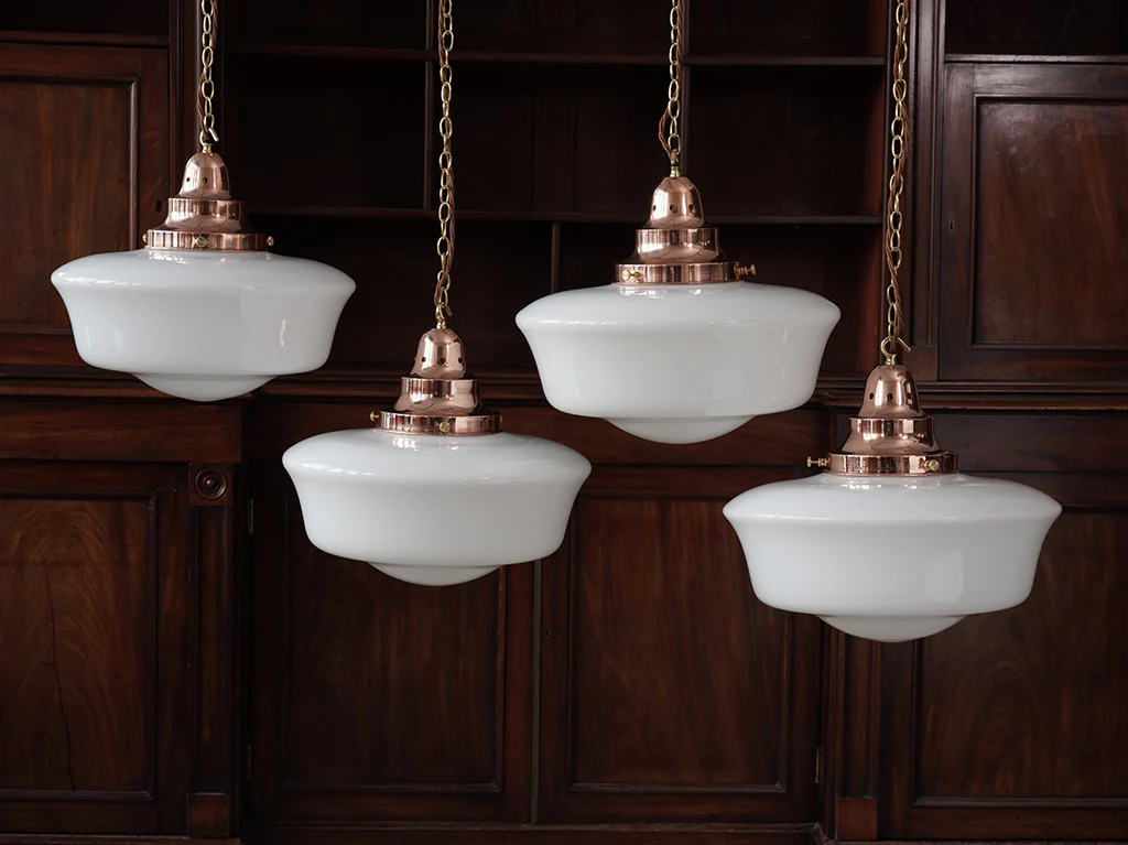 The Capel Bach Opaline Glass Pendant in Polished Copper - Image 4