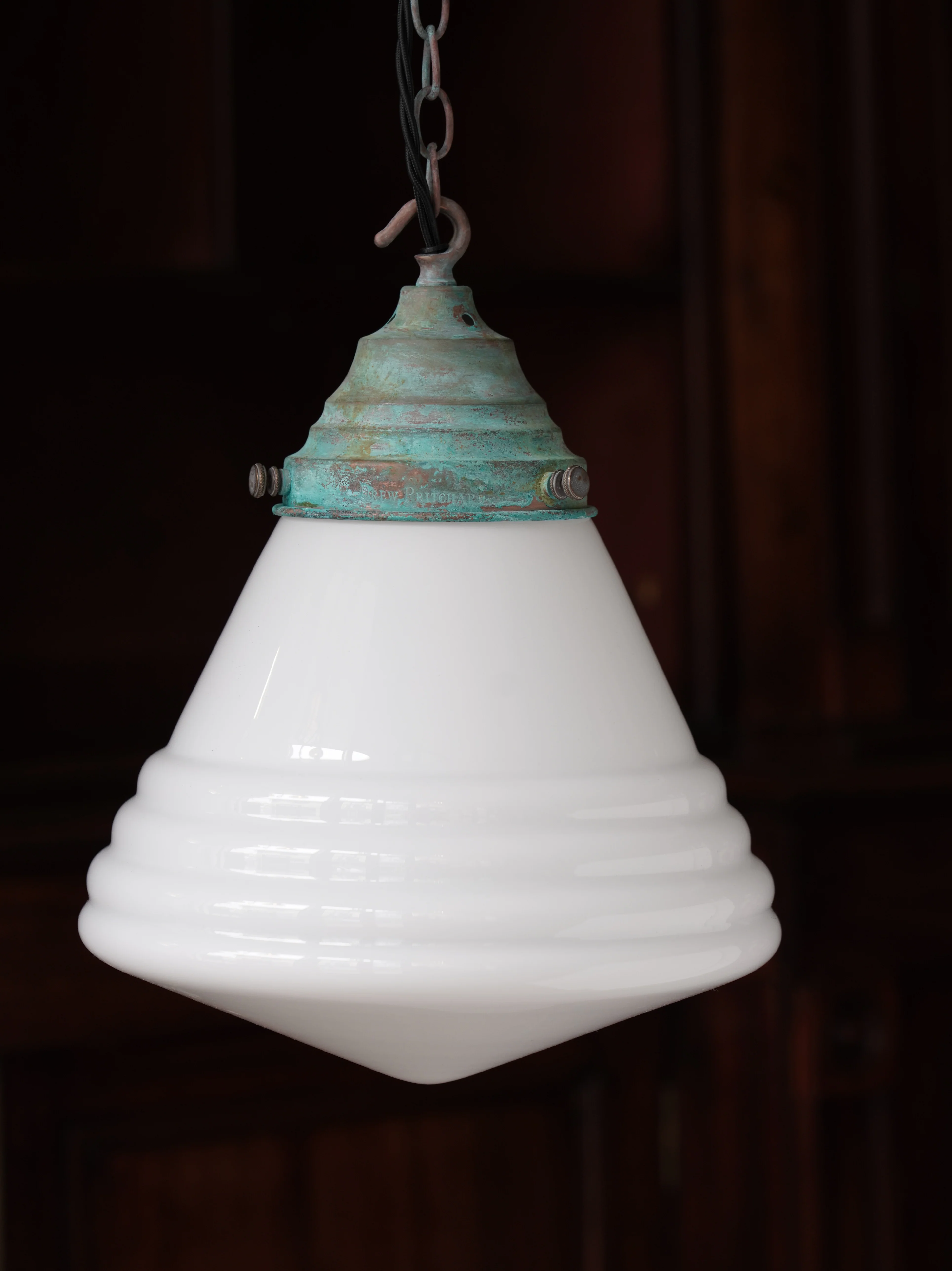 The Grace Opaline Glass Pendant Light in Verdigris - Image 5