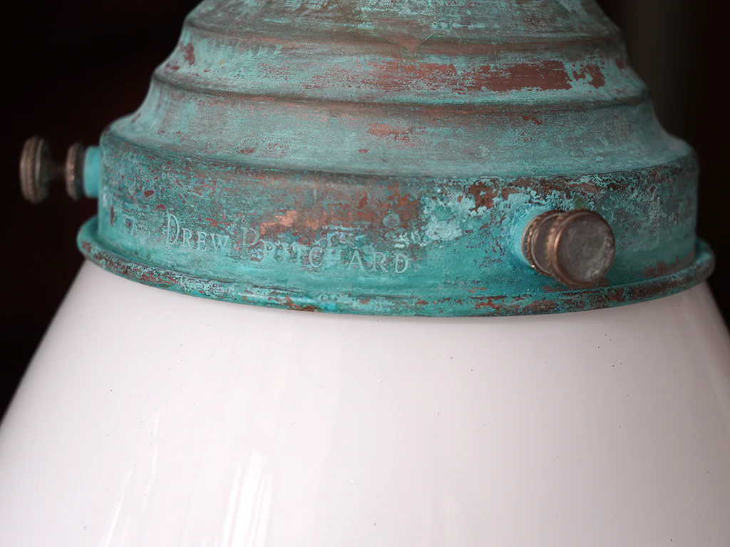 The Grace Opaline Glass Pendant Light in Verdigris - Image 7