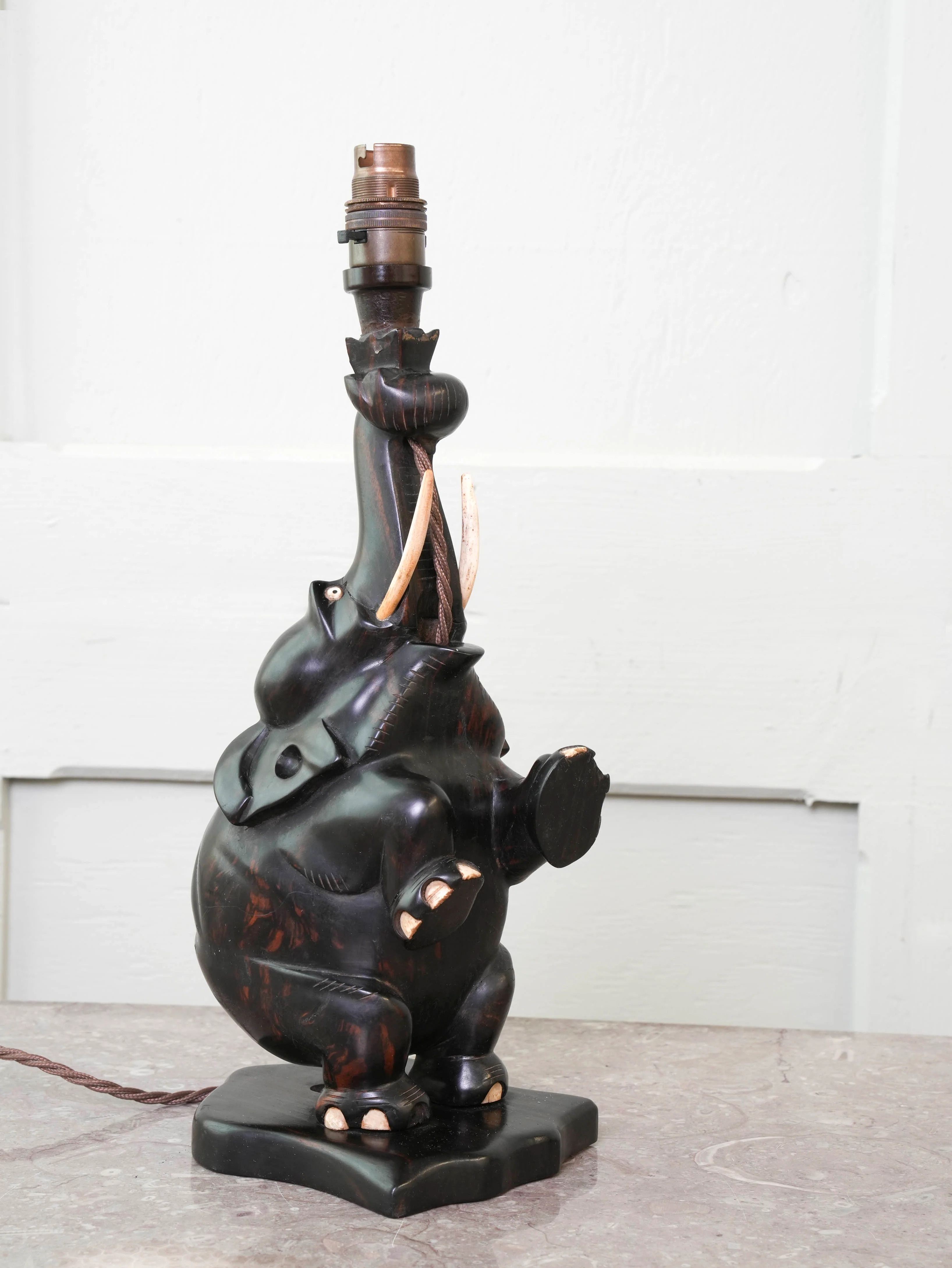 A Rosewood Elephant Lamp - Image 2