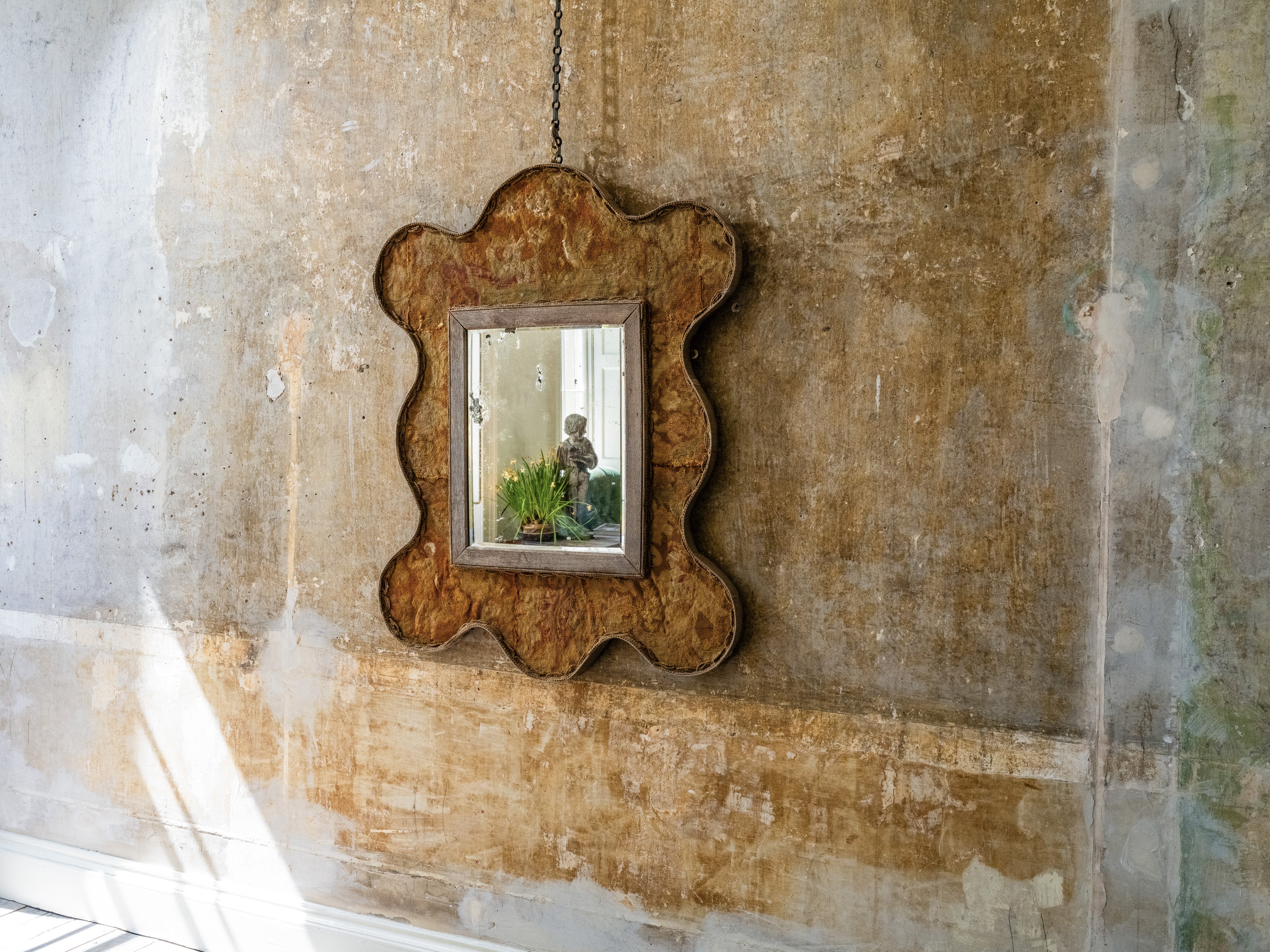 A Lobed Petit Point On Needlepoint Ground Mirror - Image 2