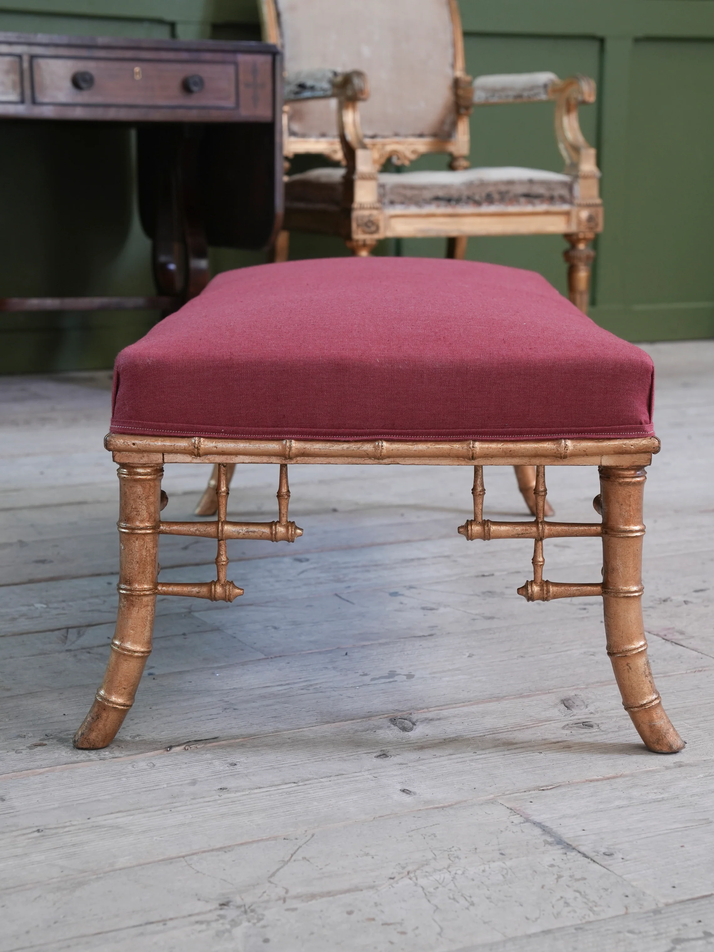A 19th Century Faux Bamboo Gilt Stool - Image 3
